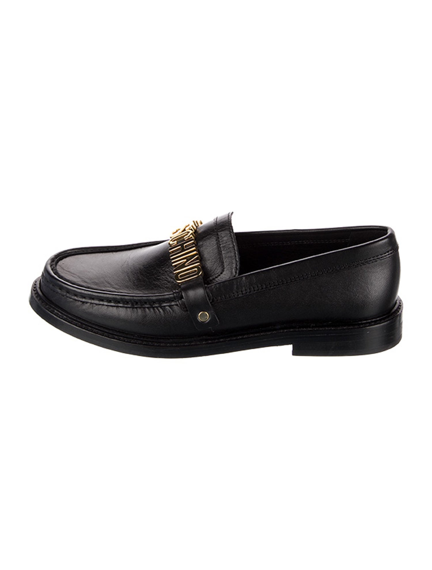 Moschino Leather Studded Accents Loafers