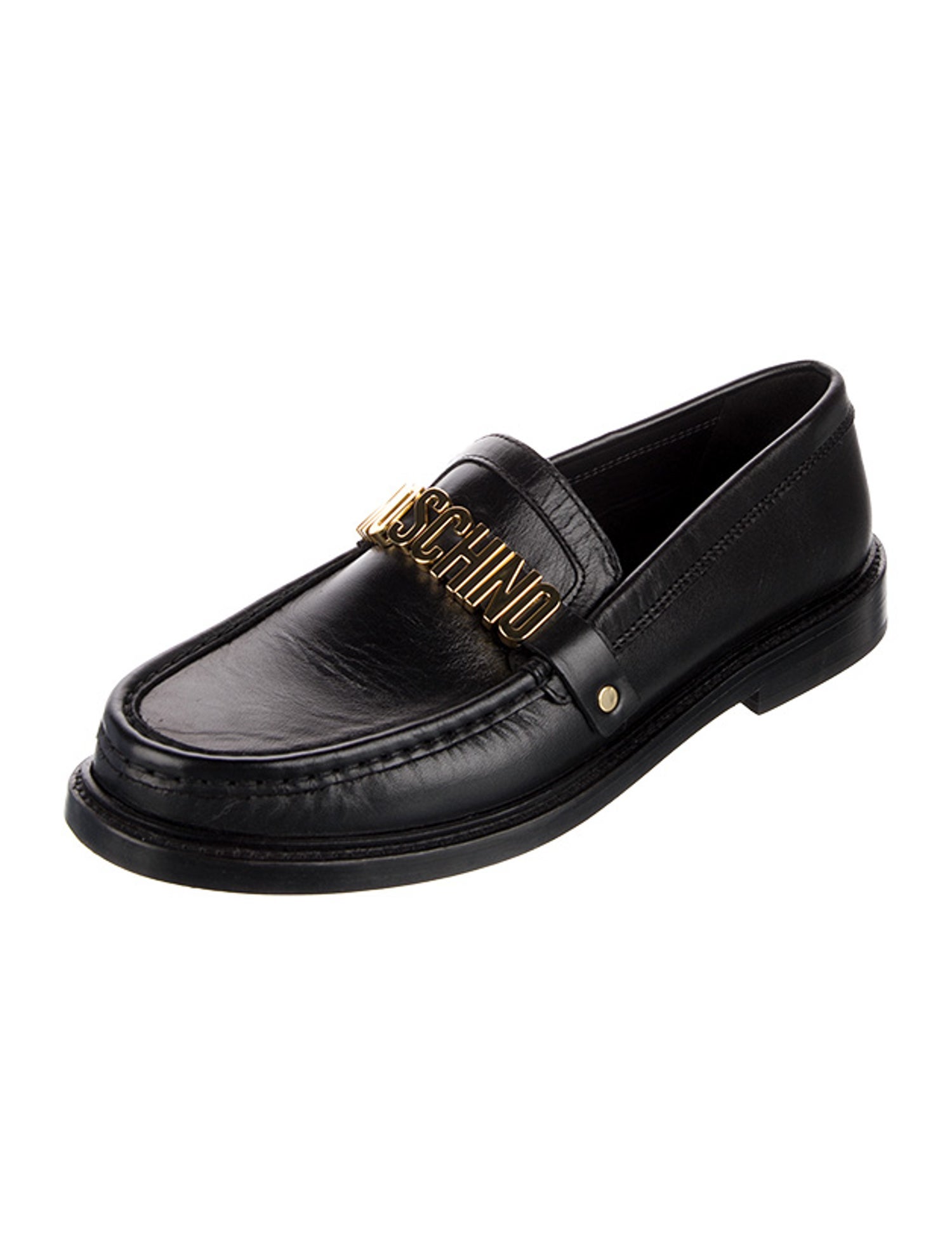 Moschino Leather Studded Accents Loafers