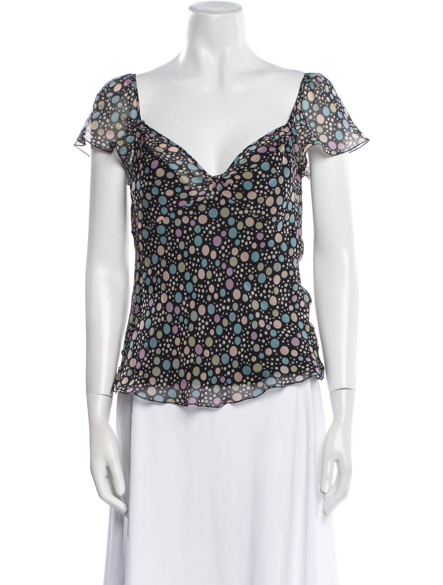 Moschino Floral Print V-Neck Blouse