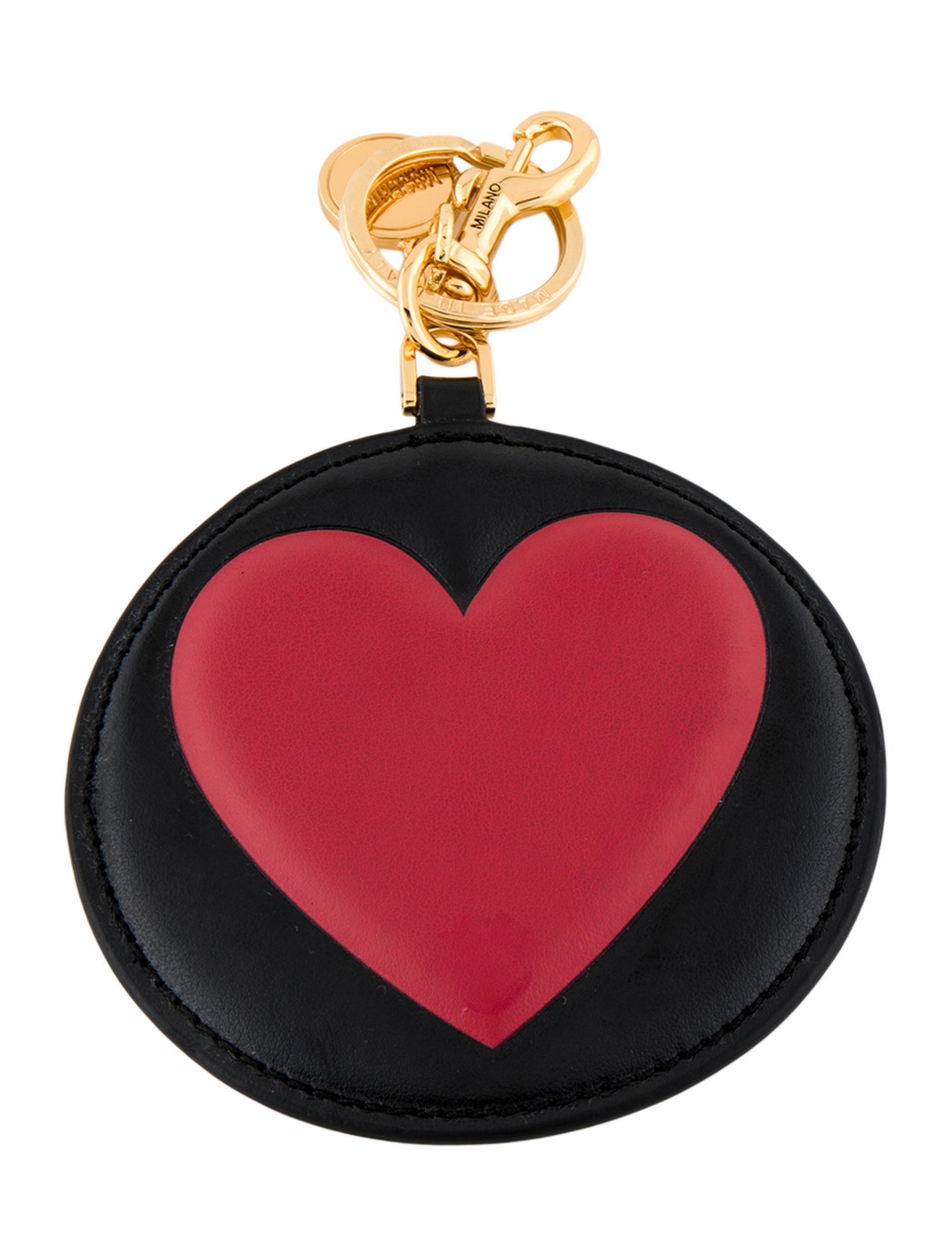 Moschino black circle with red heart keychain