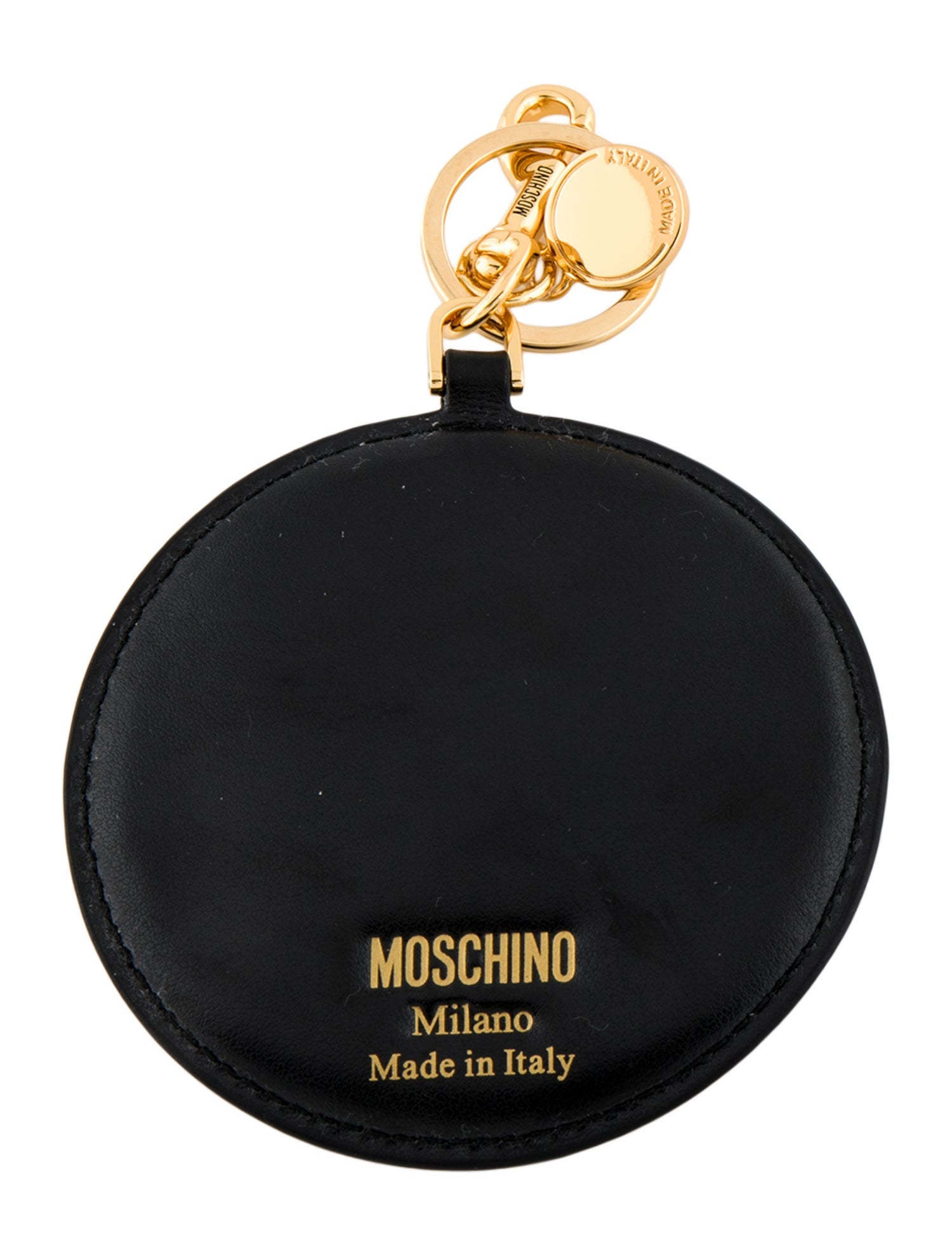 Moschino black circle with red heart keychain