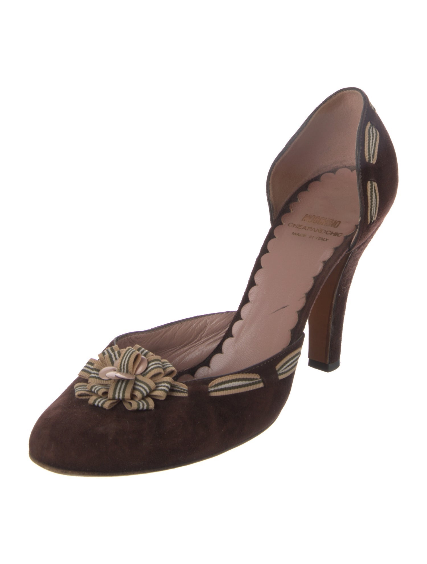 Moschino Suede Striped D'Orsay Pumps