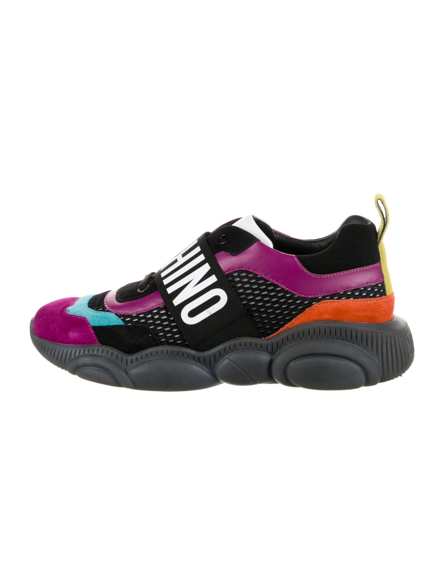 Moschino Suede Colorblock Pattern Athletic Sneakers