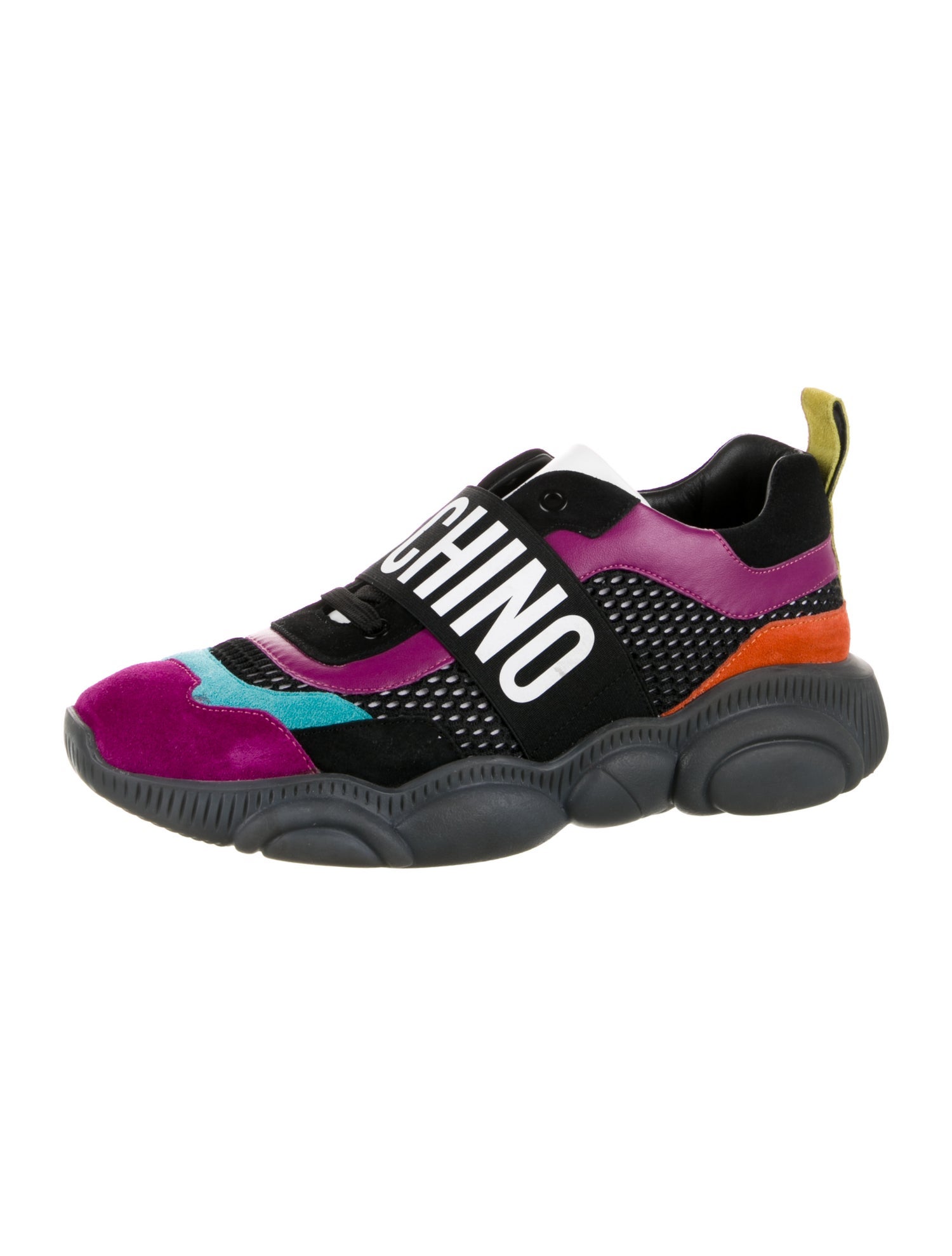 Moschino Suede Colorblock Pattern Athletic Sneakers