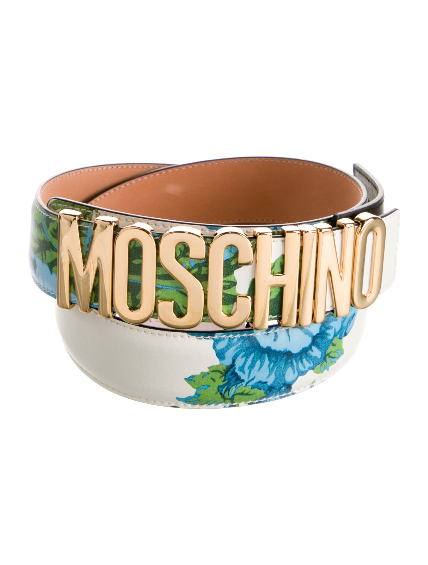 Moschino Leather Belt - White Belts, Accessories - MOS77238 