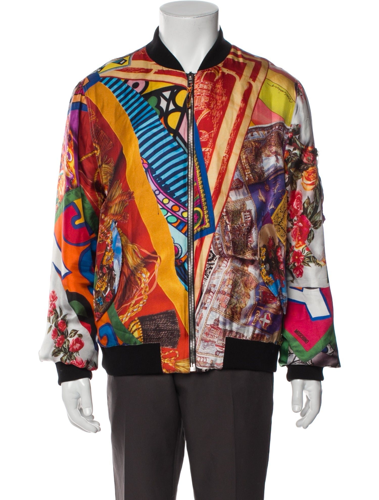 Moschino Silk Printed Bomber Jacket