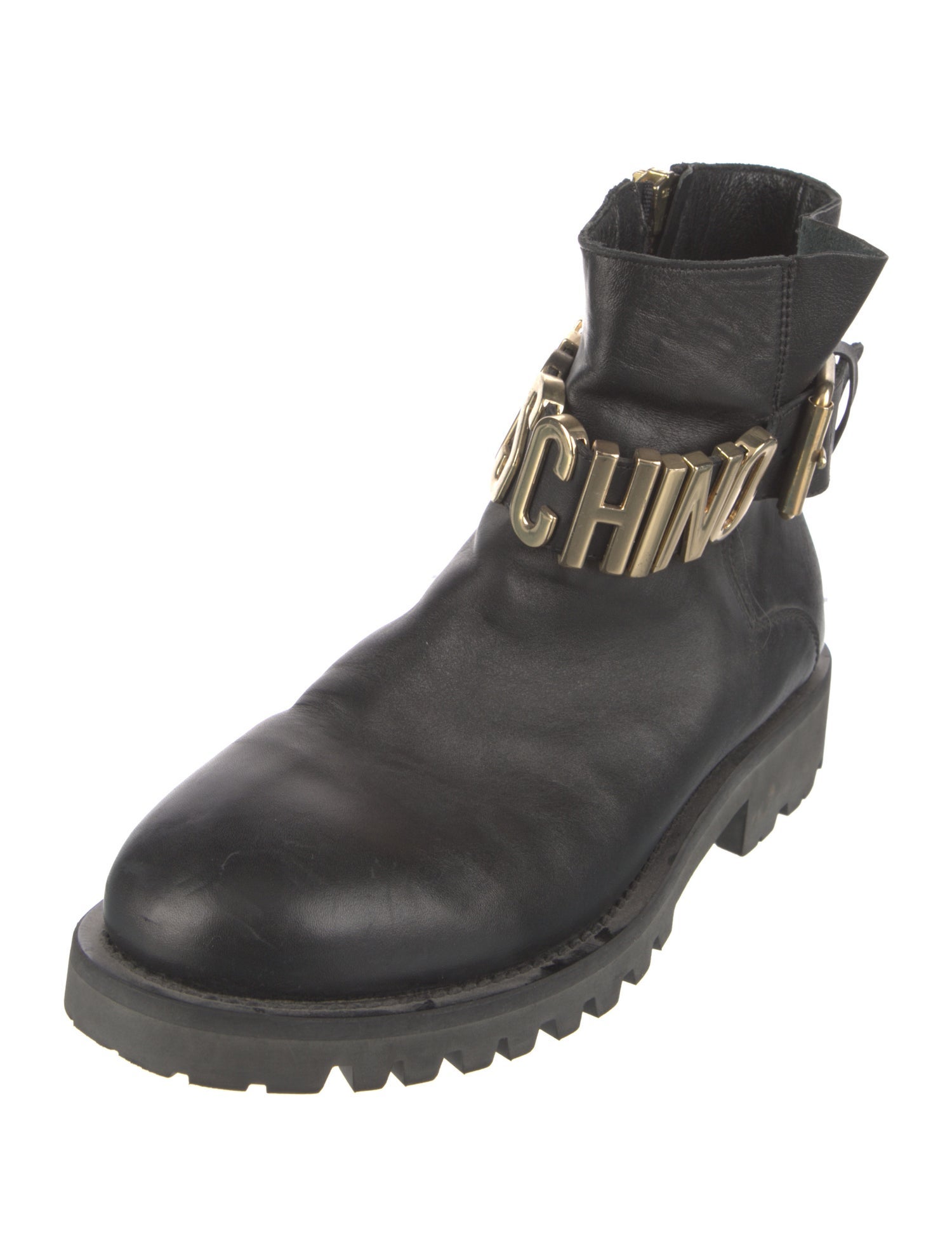 Moschino Leather Moto Boots