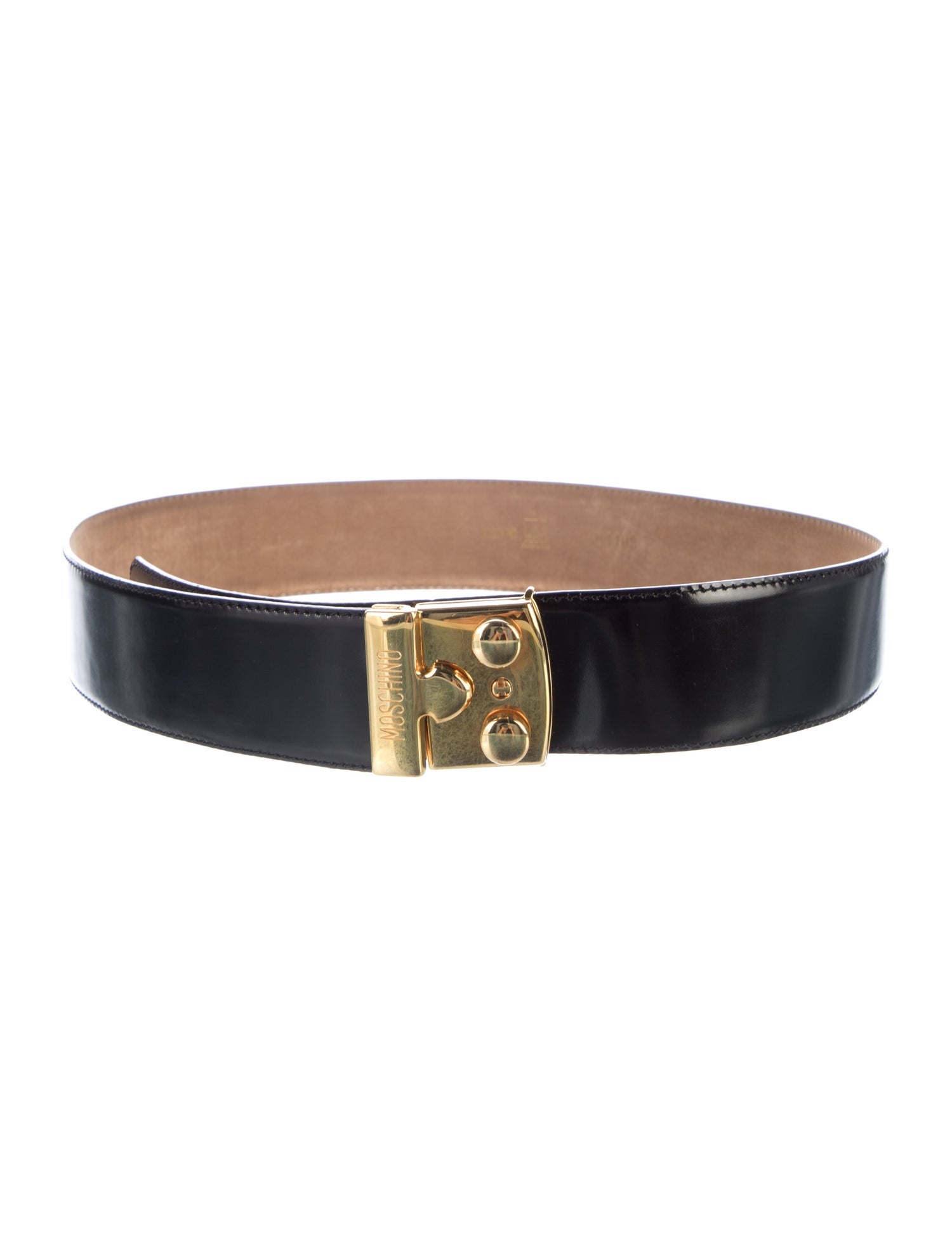 Moschino waisted belt Moschino // Black Leather & Gold Logo Buckle Belt – VSP  main image 4
