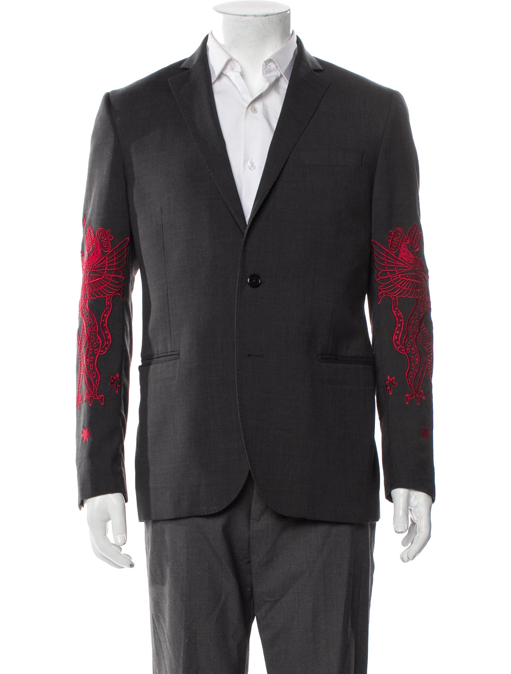 Moschino Virgin Wool Embroidered Accent Blazer