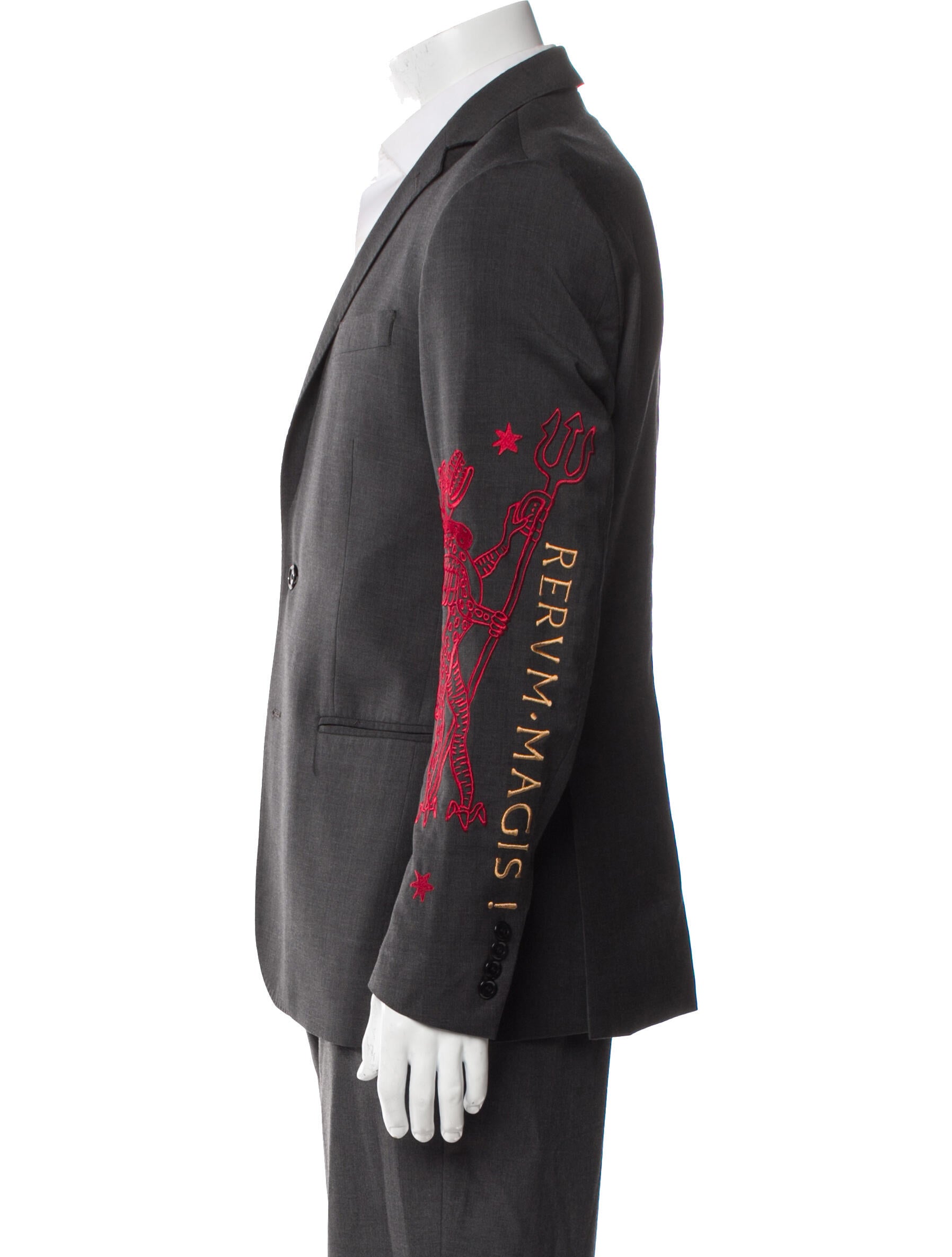 Moschino Virgin Wool Embroidered Accent Blazer