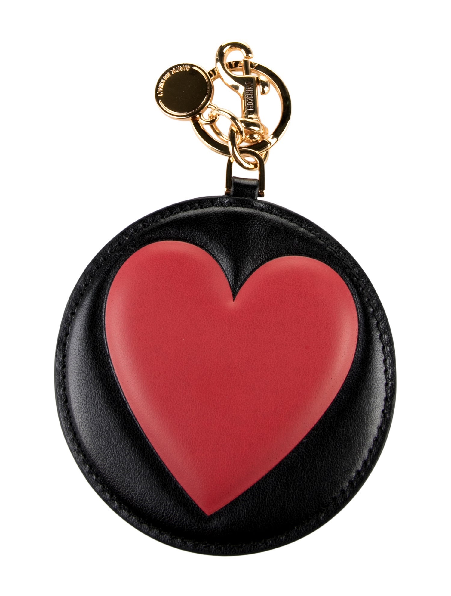Moschino Calfskin Leather Heart Keychain