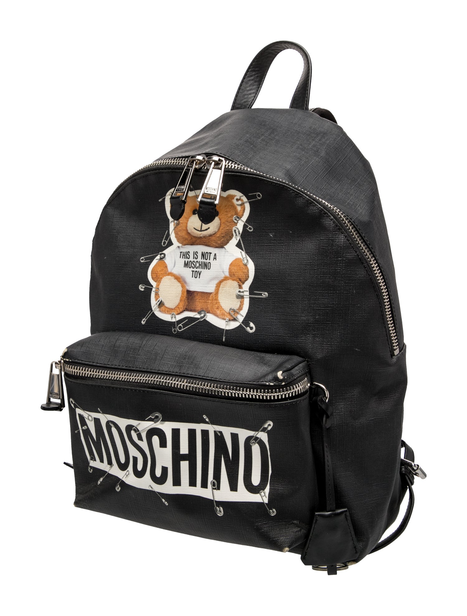 Moschino Leather Backpack - Black Backpacks, Handbags - MOS95116