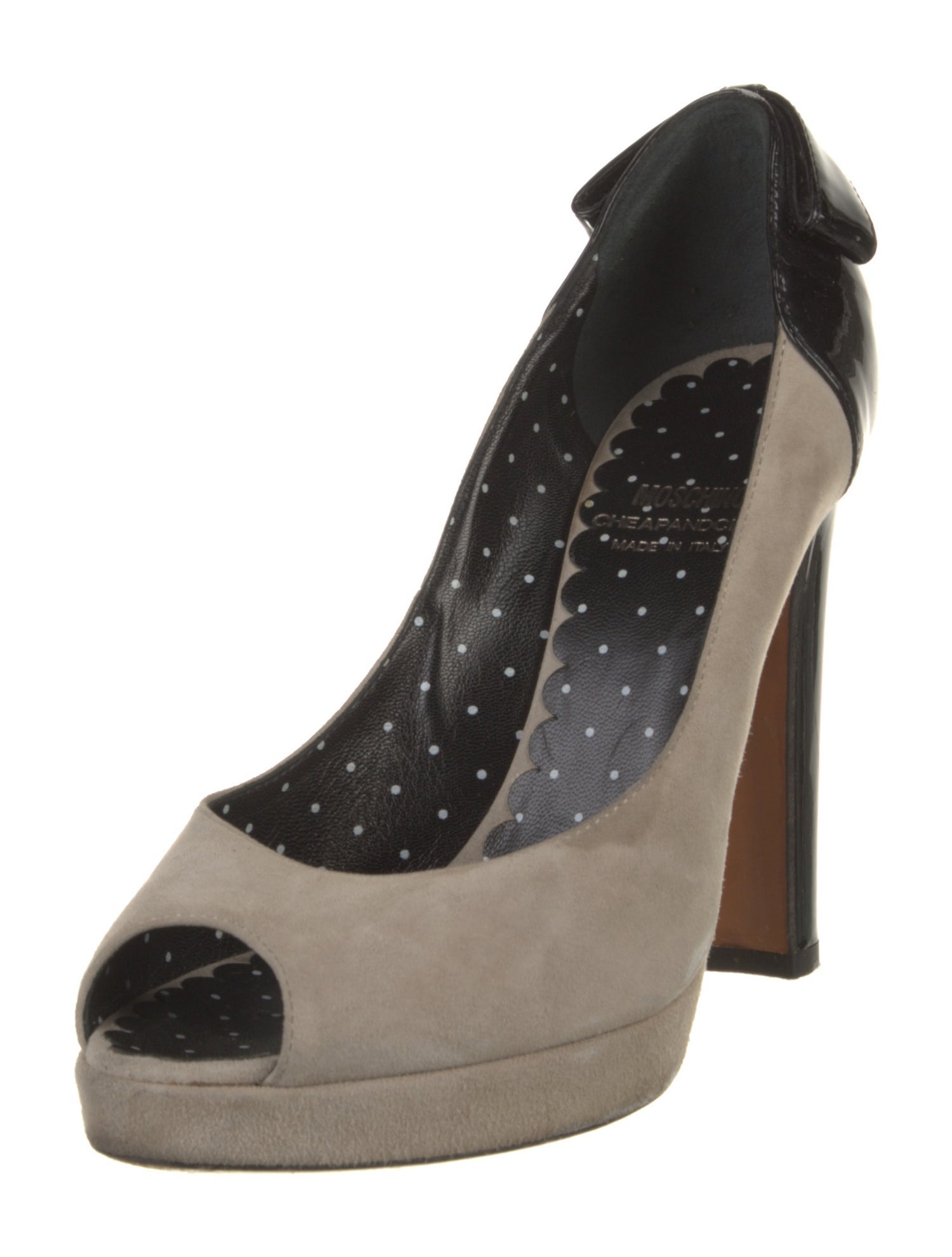 Moschino Suede Colorblock Pattern Pumps