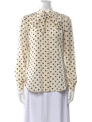 Pre-owned Moschino Silk Polka Dot Print Blouse In Neutral