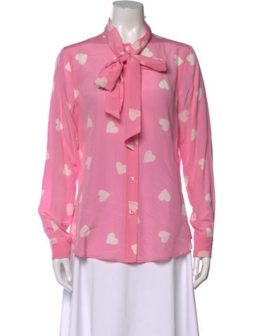 Pre-owned Moschino Silk Graphic Print Blouse In Pink