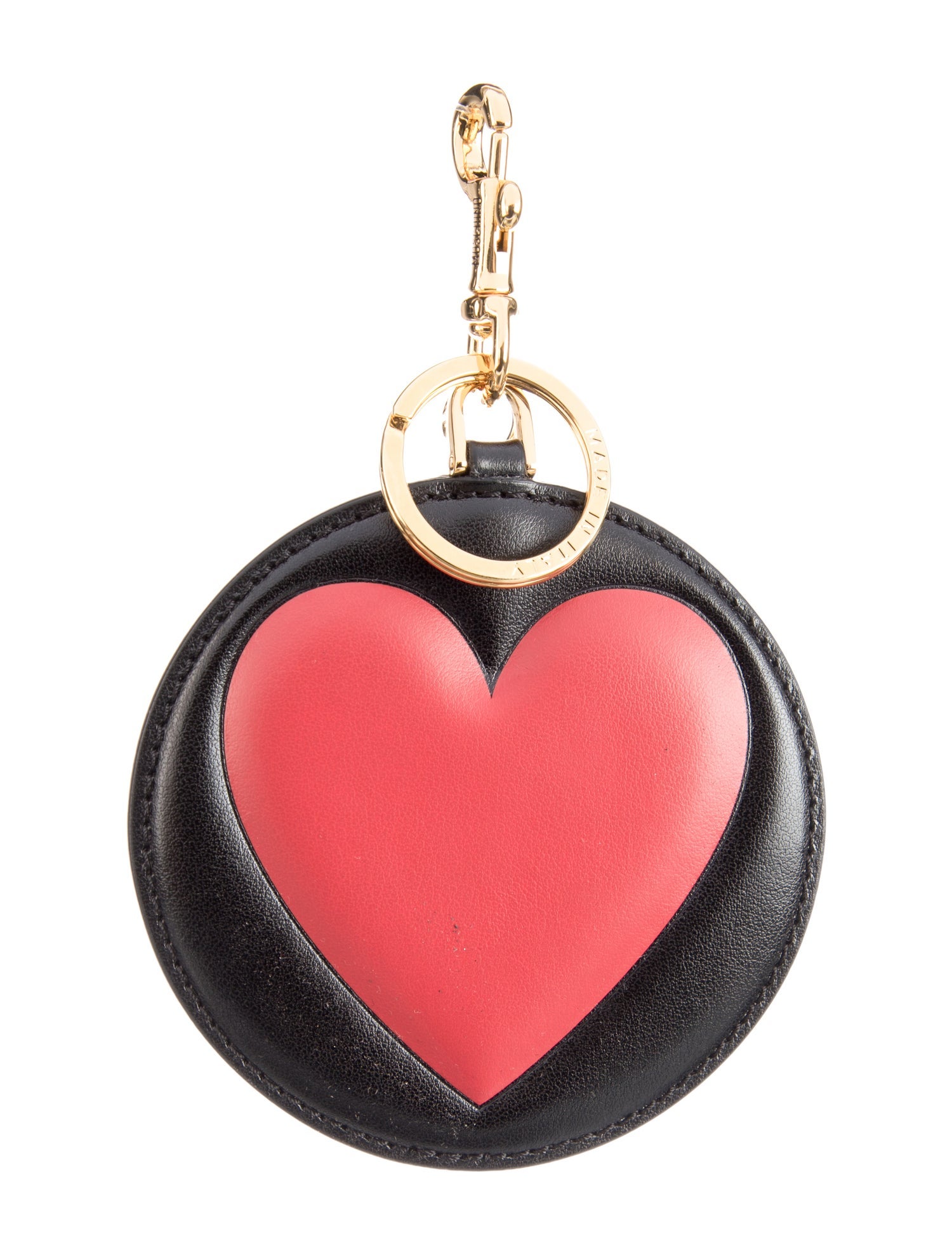 Moschino Black Patterned Keychain w/ Gold-toned Hardware