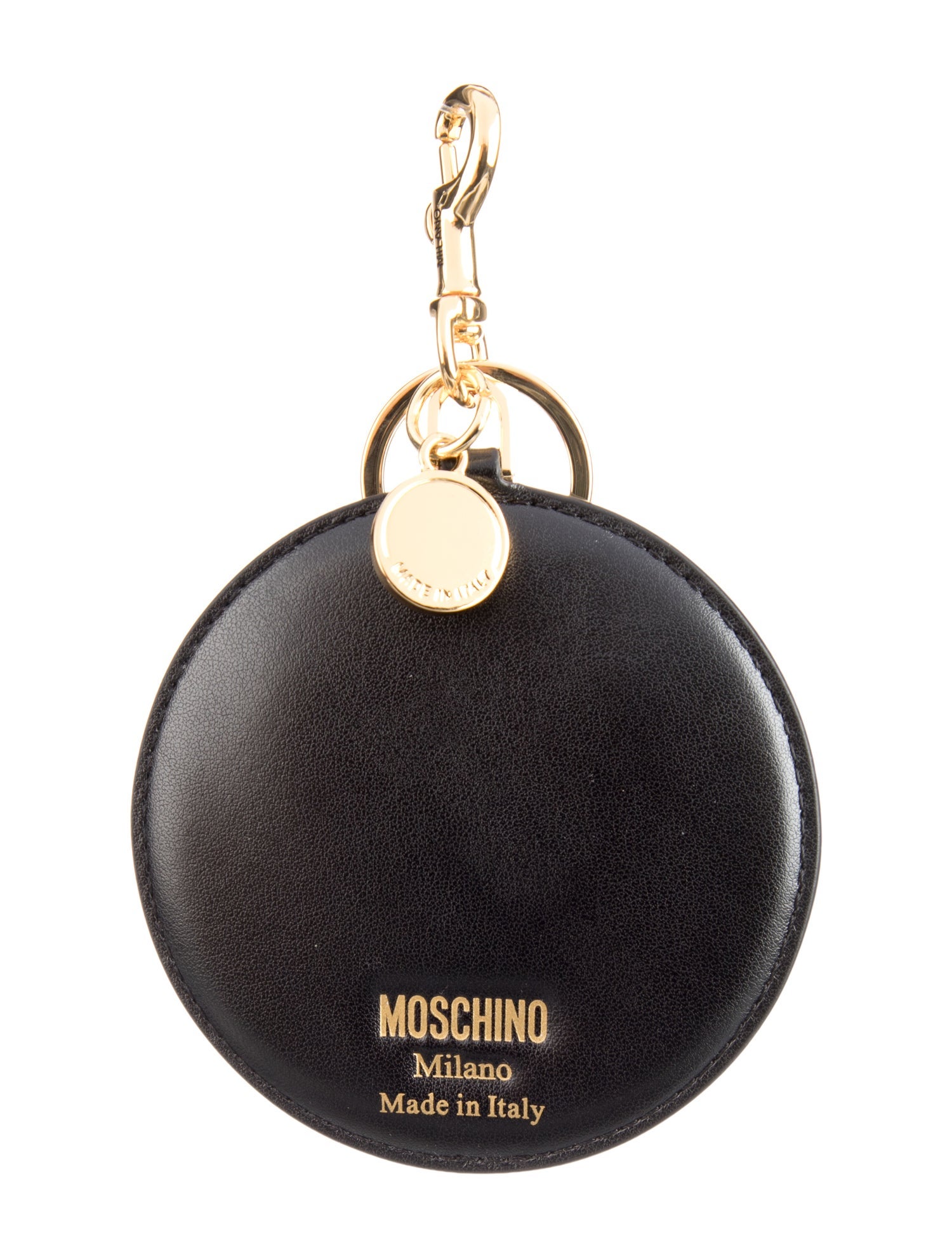 Moschino Black Patterned Keychain w/ Gold-toned Hardware