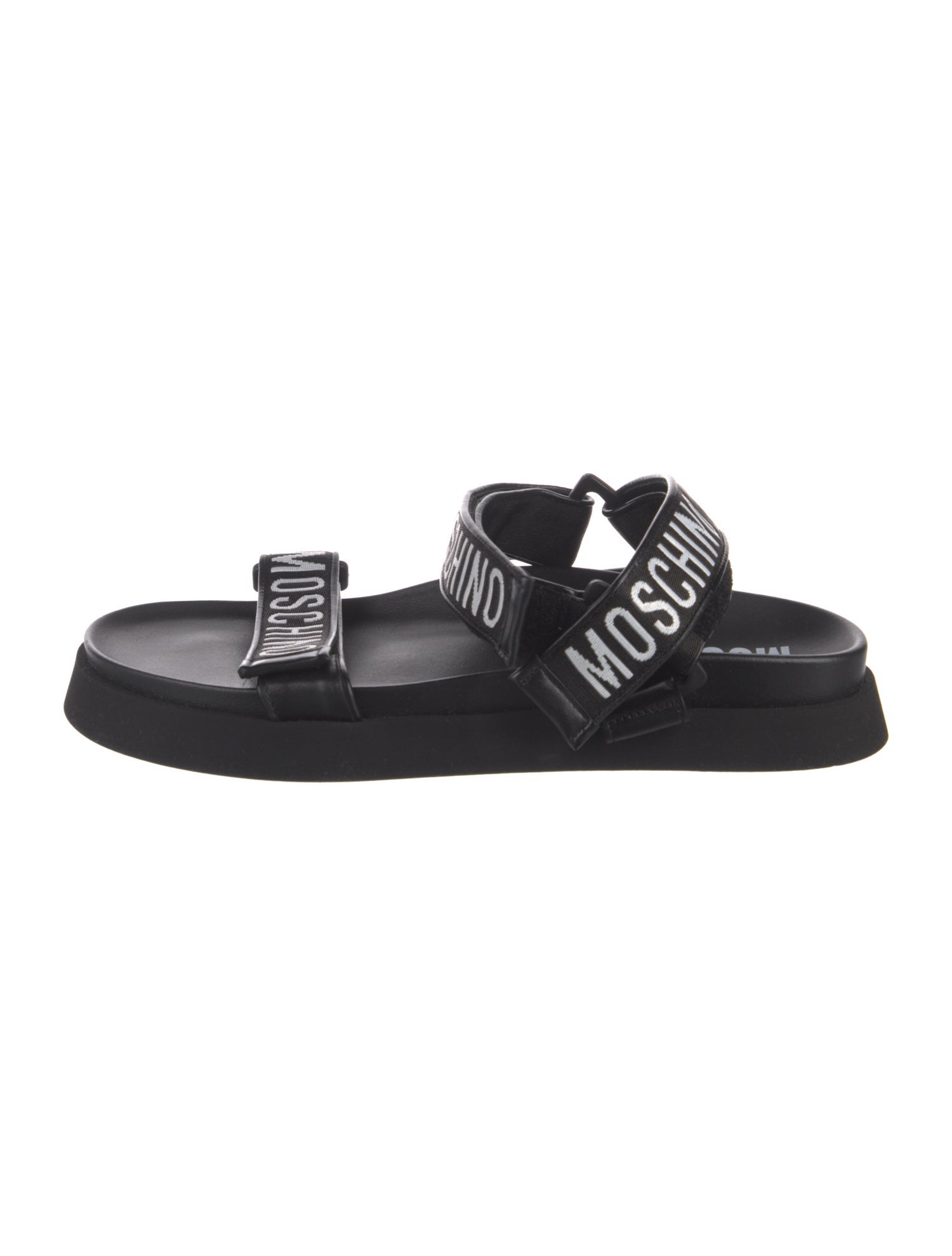 Moschino Canvas Graphic Print Sandals w/ Tags