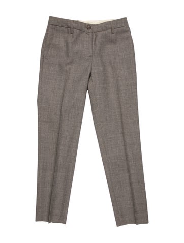 Pre-owned Moschino Virgin Wool Straight Leg Pants In Grey