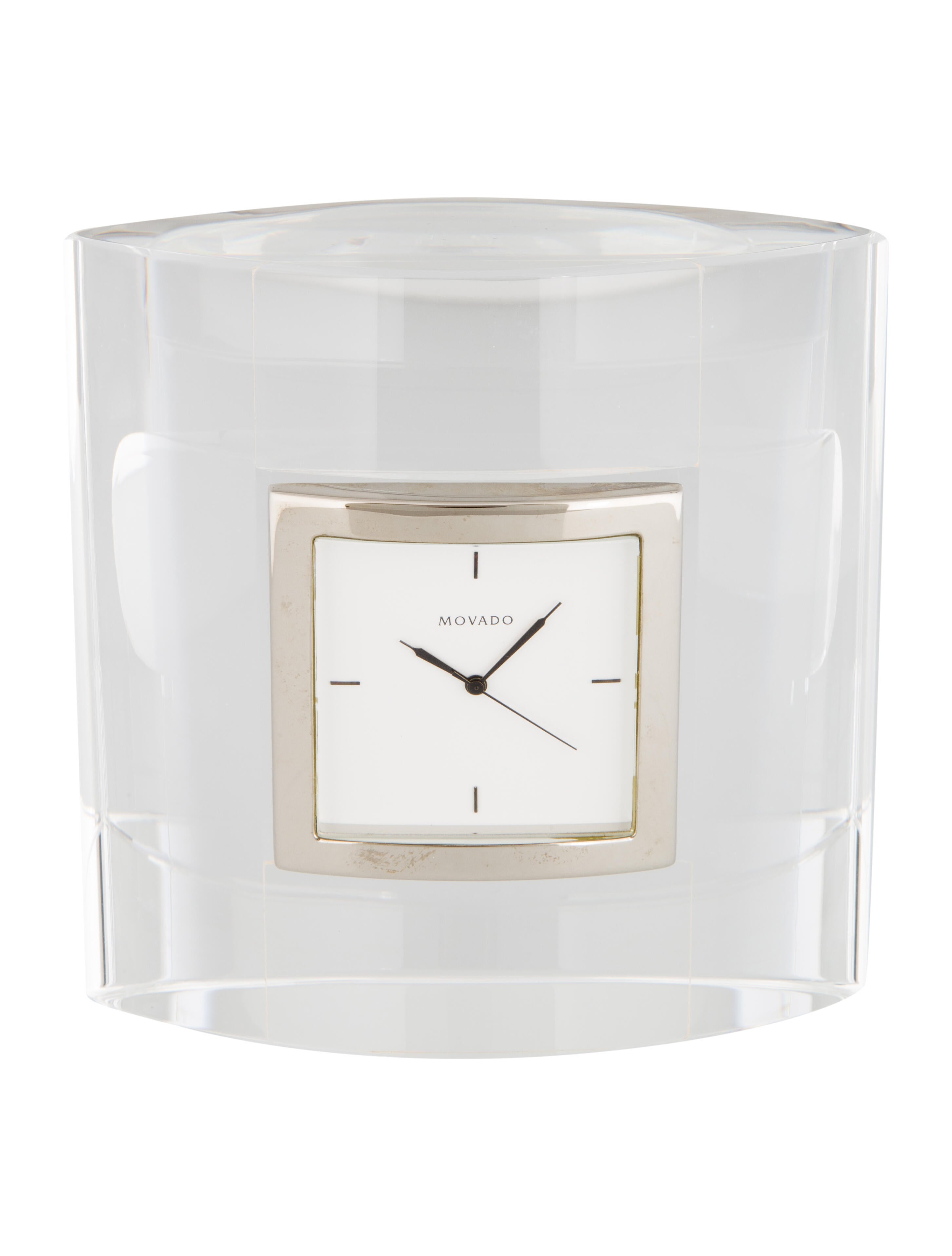 Movado Crystal Desk Clock Clear Decorative Accents, Decor