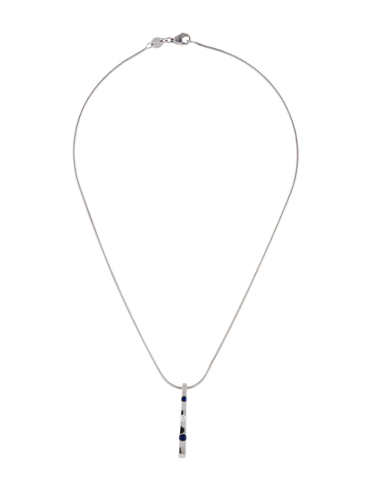 Movado 18K Sapphire & Diamond Bar Pendant Necklace