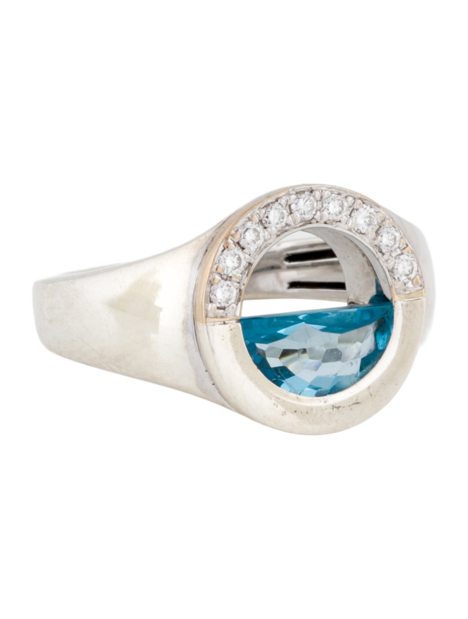 Movado Blue Topaz & Diamond Cocktail Ring