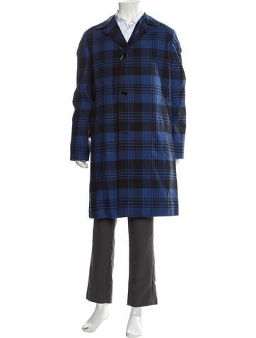 MP Massimo Piombo Outerwear Plaid Print Overcoat L