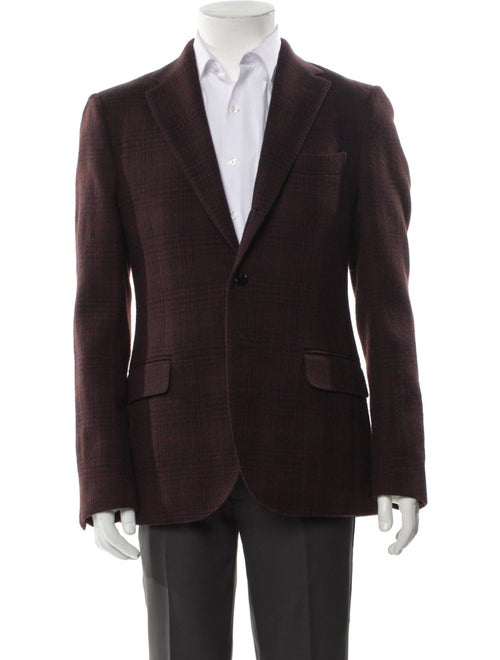 MP Massimo Piombo Wool Plaid Print Blazer