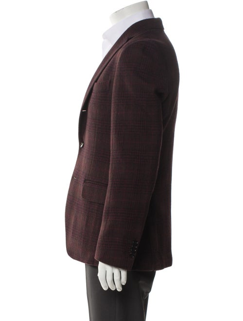 MP Massimo Piombo Wool Plaid Print Blazer