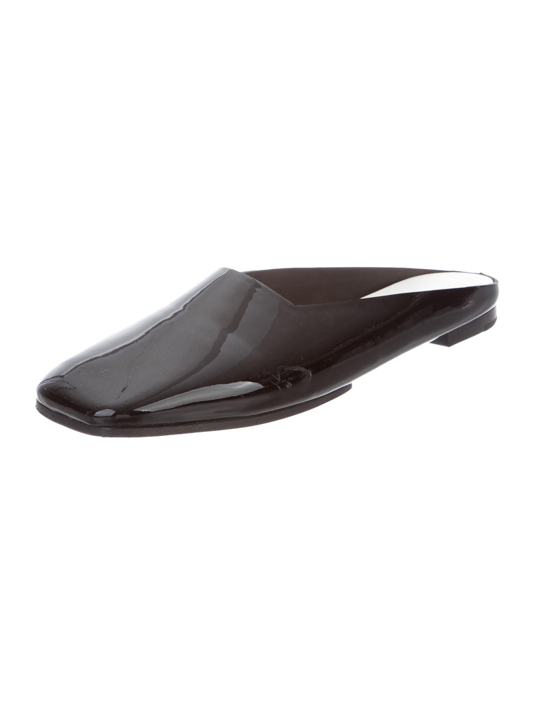 Open Square Toe Patent Mule - Black