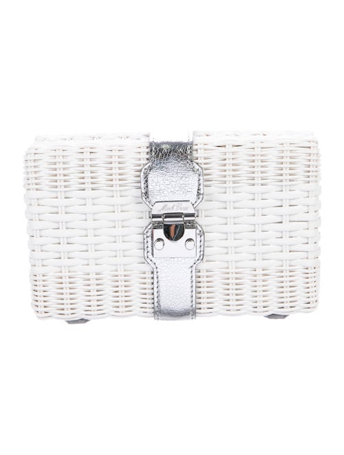 Mark Cross Metallic Rattan Clutch White