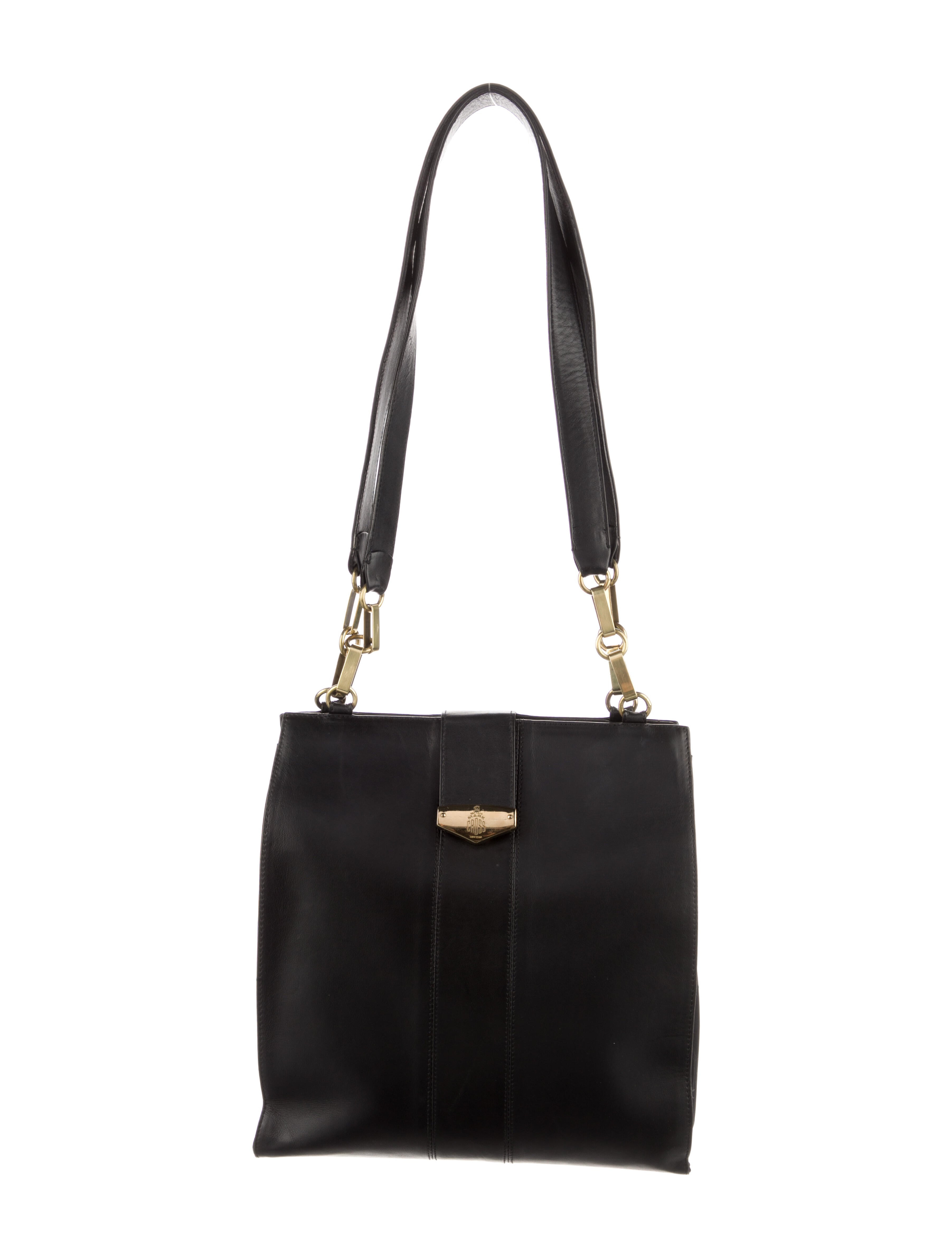 Mark Cross Smooth Leather Shoulder Bag Black Shoulder Bags, Handbags