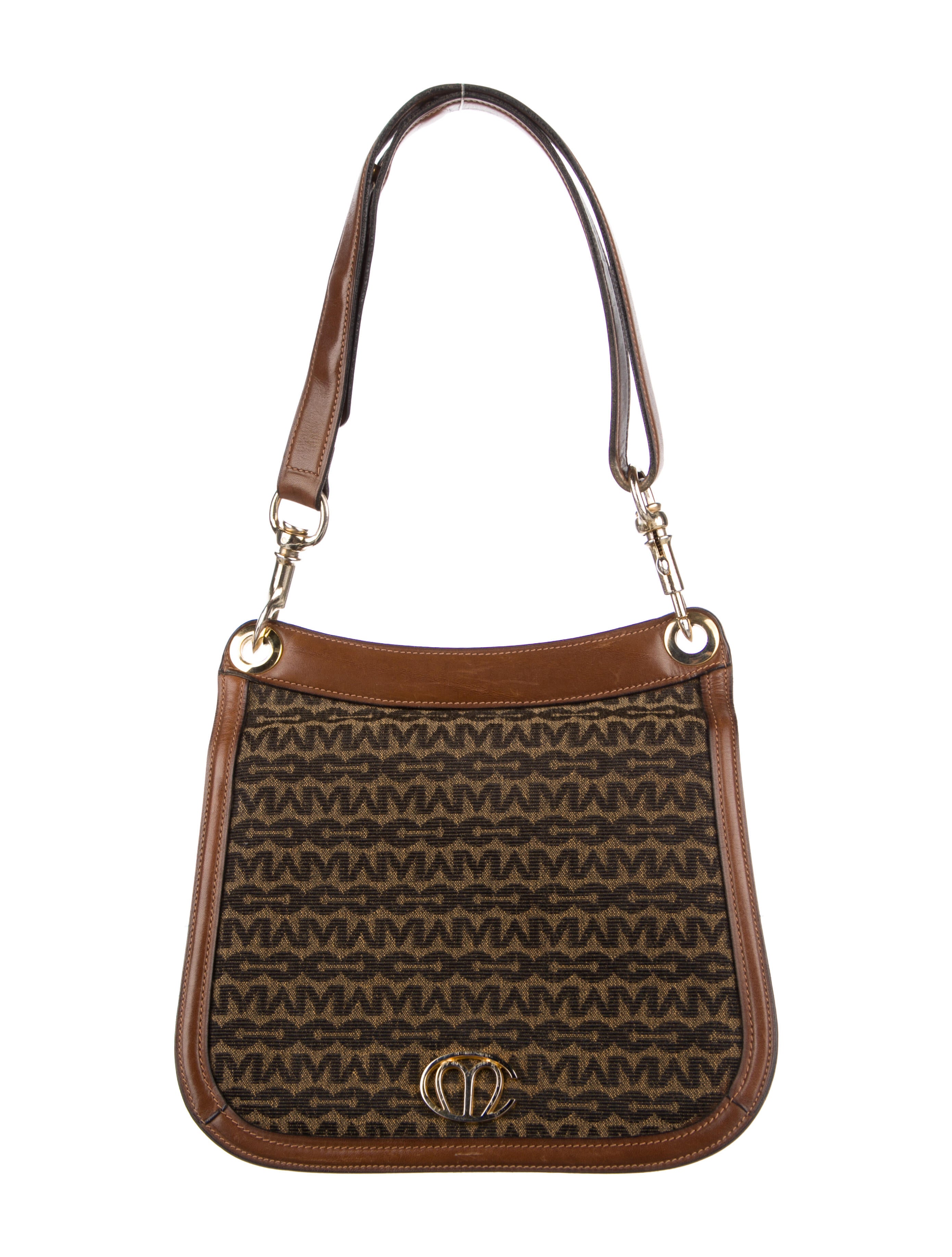 Mark Cross LeatherTrimmed Canvas Shoulder Bag Brown Shoulder Bags