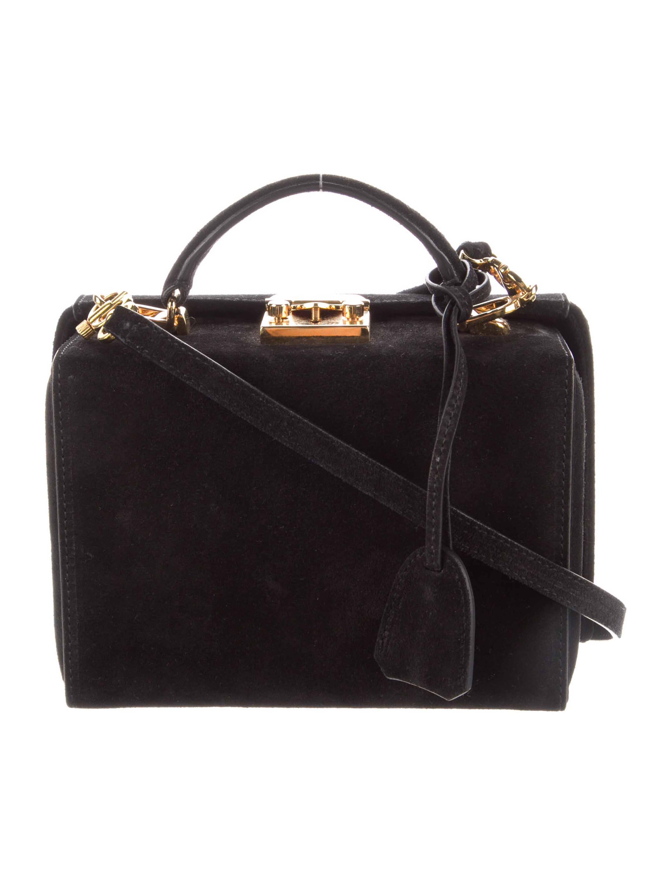 Mark Cross Grace Box Suede Bag Black Crossbody Bags, Handbags