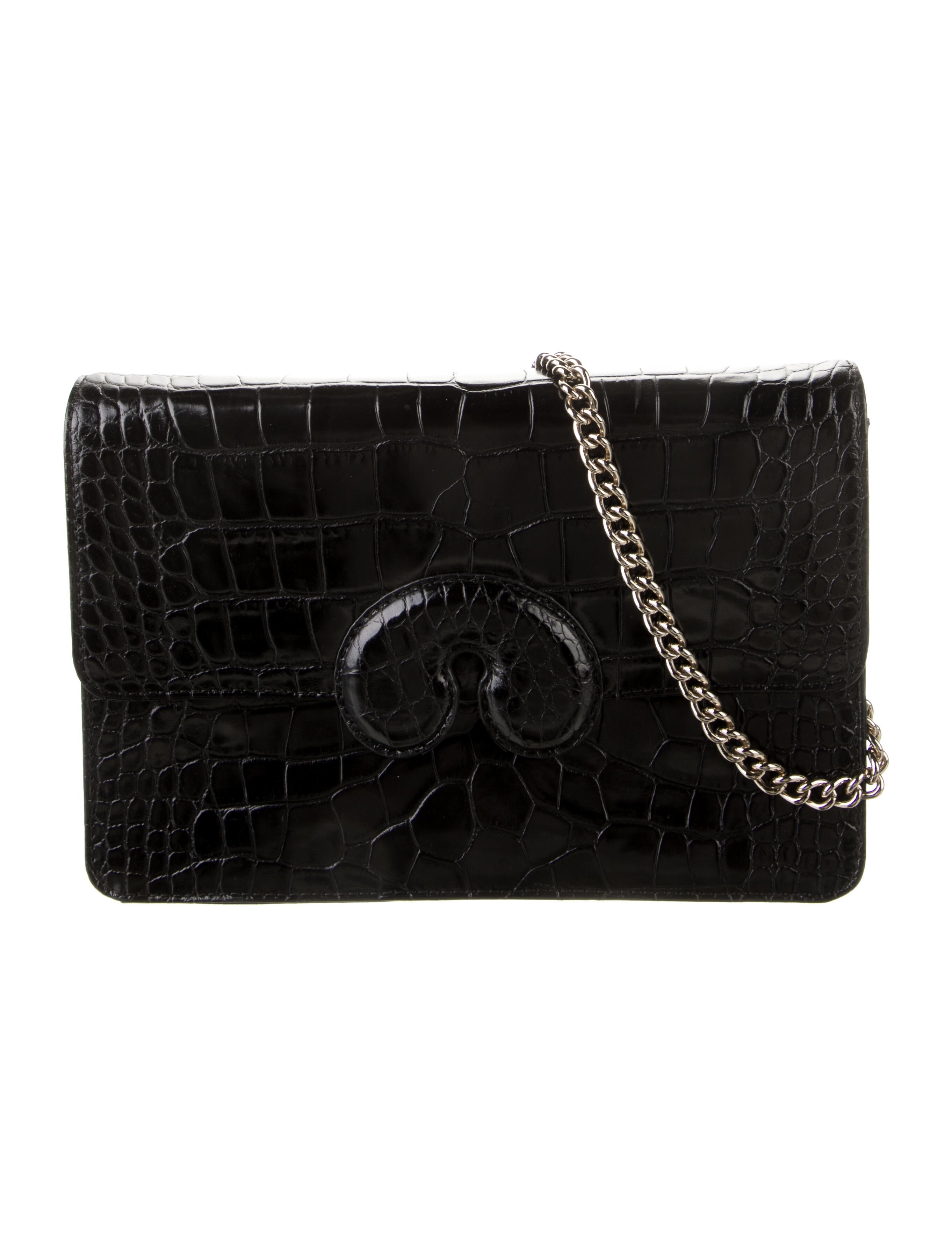 Mark Cross Embossed Leather Shoulder Bag Black Shoulder Bags