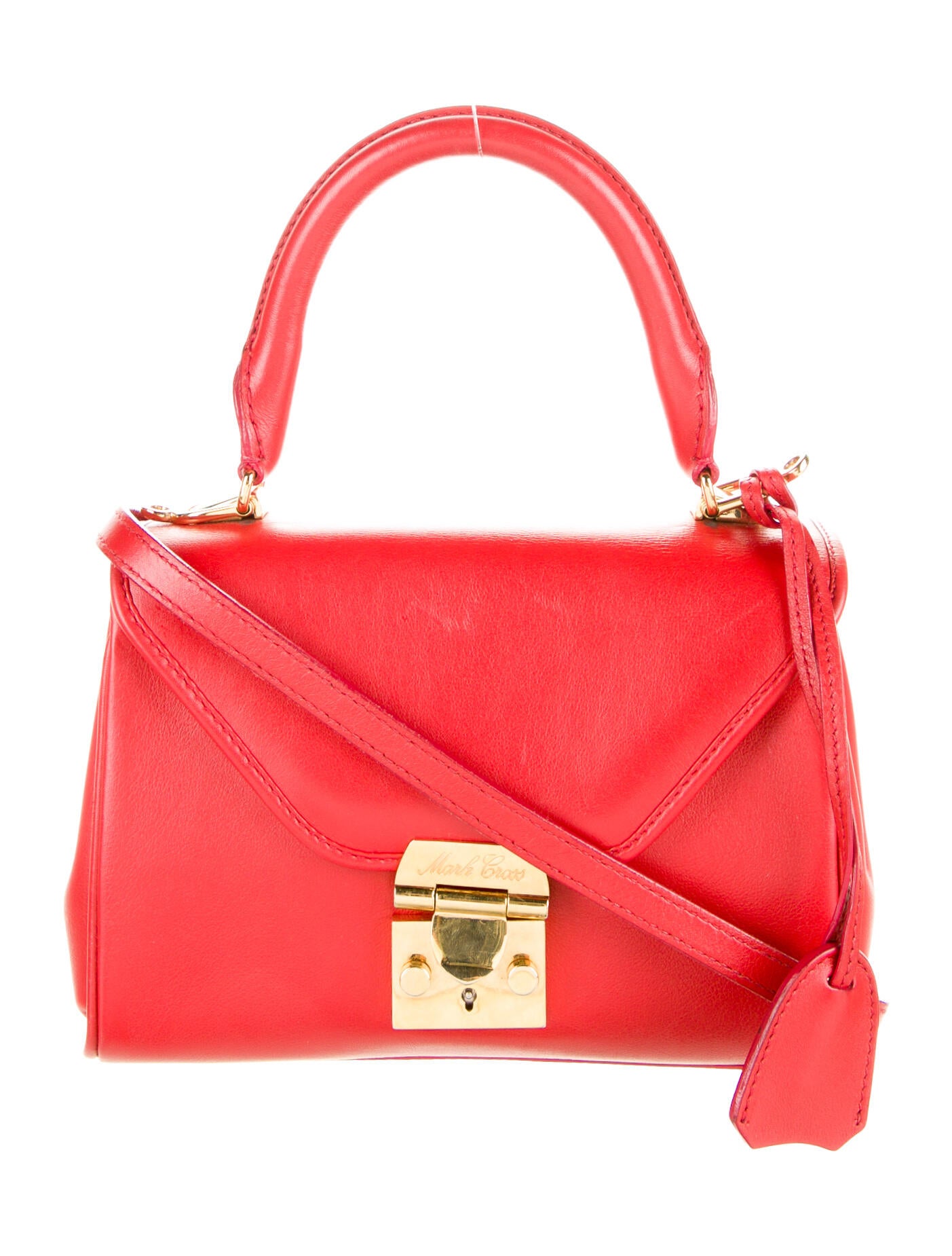 Mark Cross Leather Handle Bag Red Crossbody Bags, Handbags MRK25251