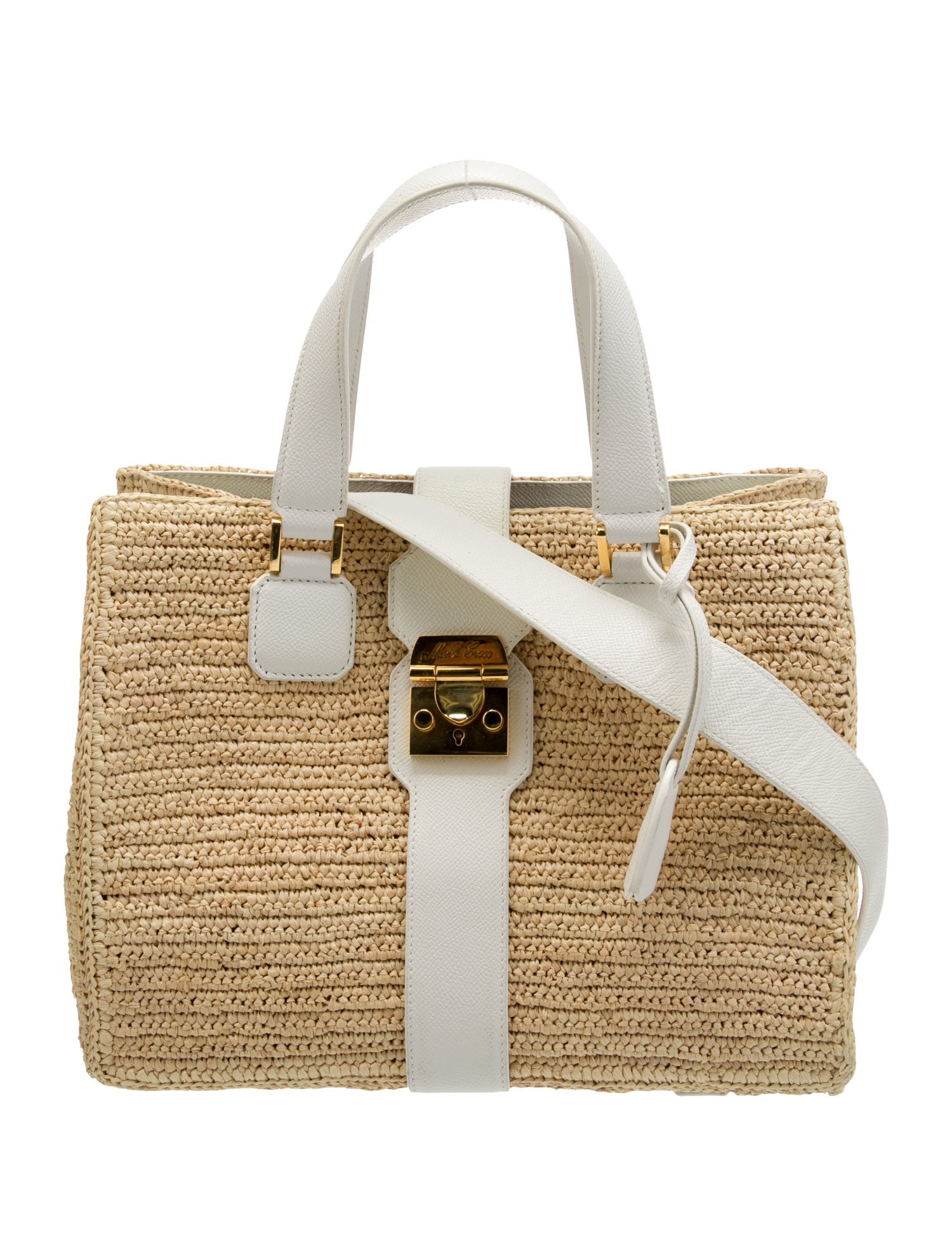 Mark Cross Raffia Top Handle Bag