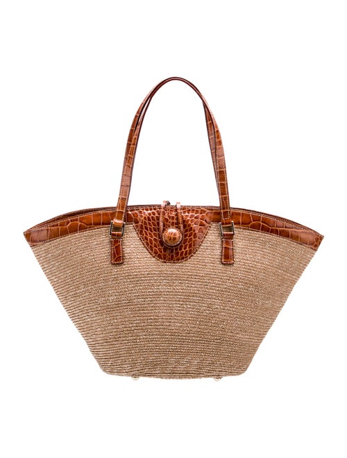 Mark Cross Straw Top Handle Bag