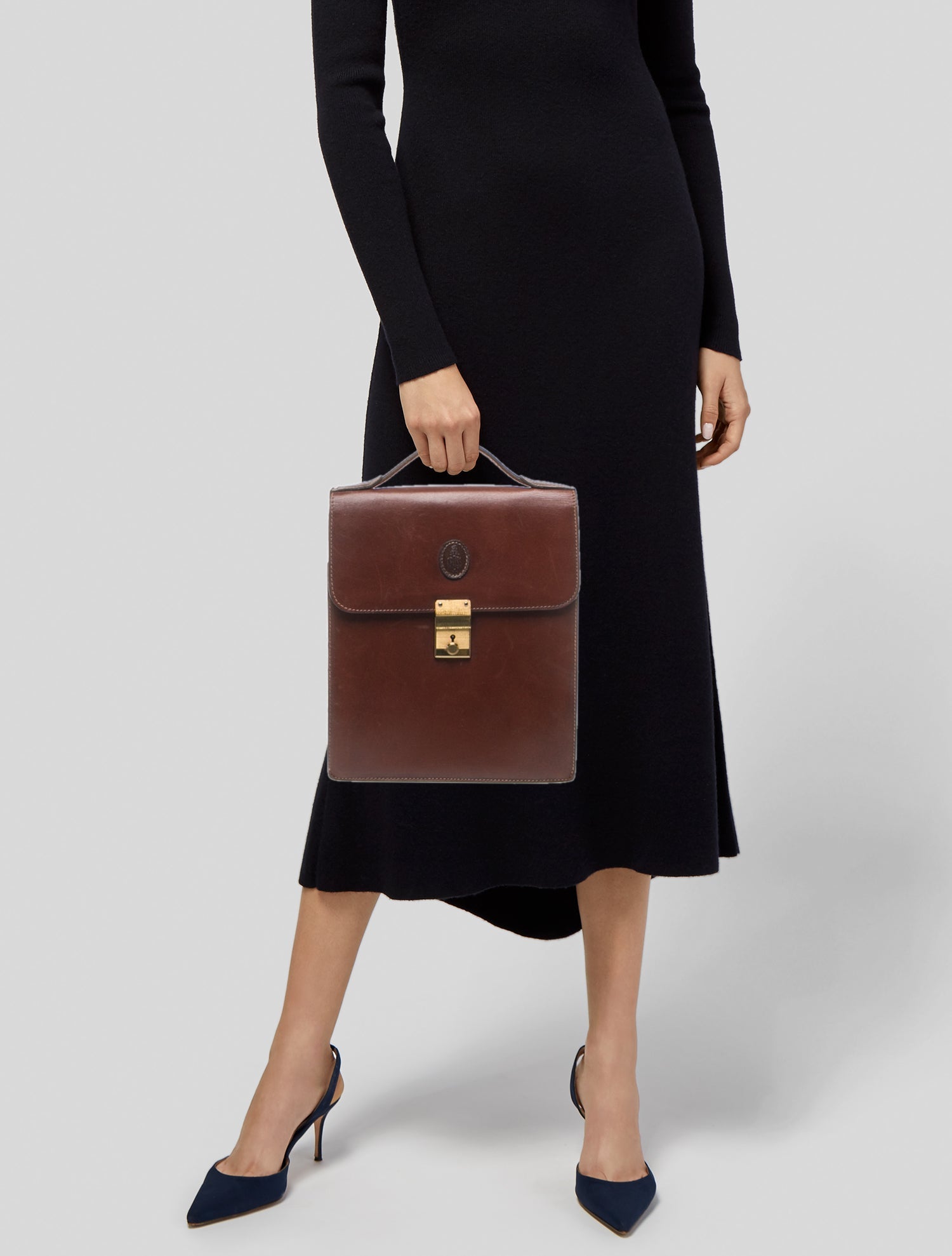 Mark Cross Leather Briefcase Vertical