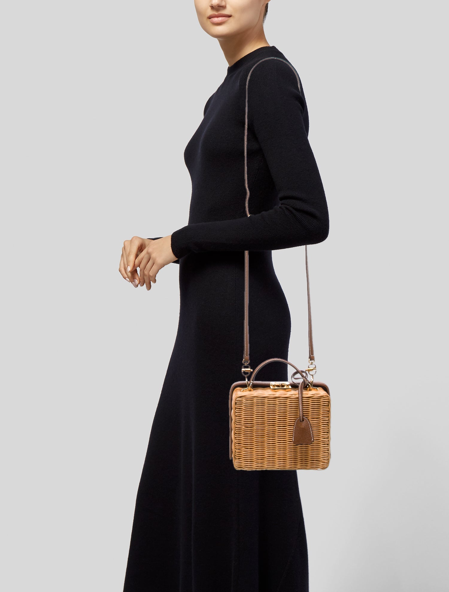 Mark Cross Raffia Top Handle Bag