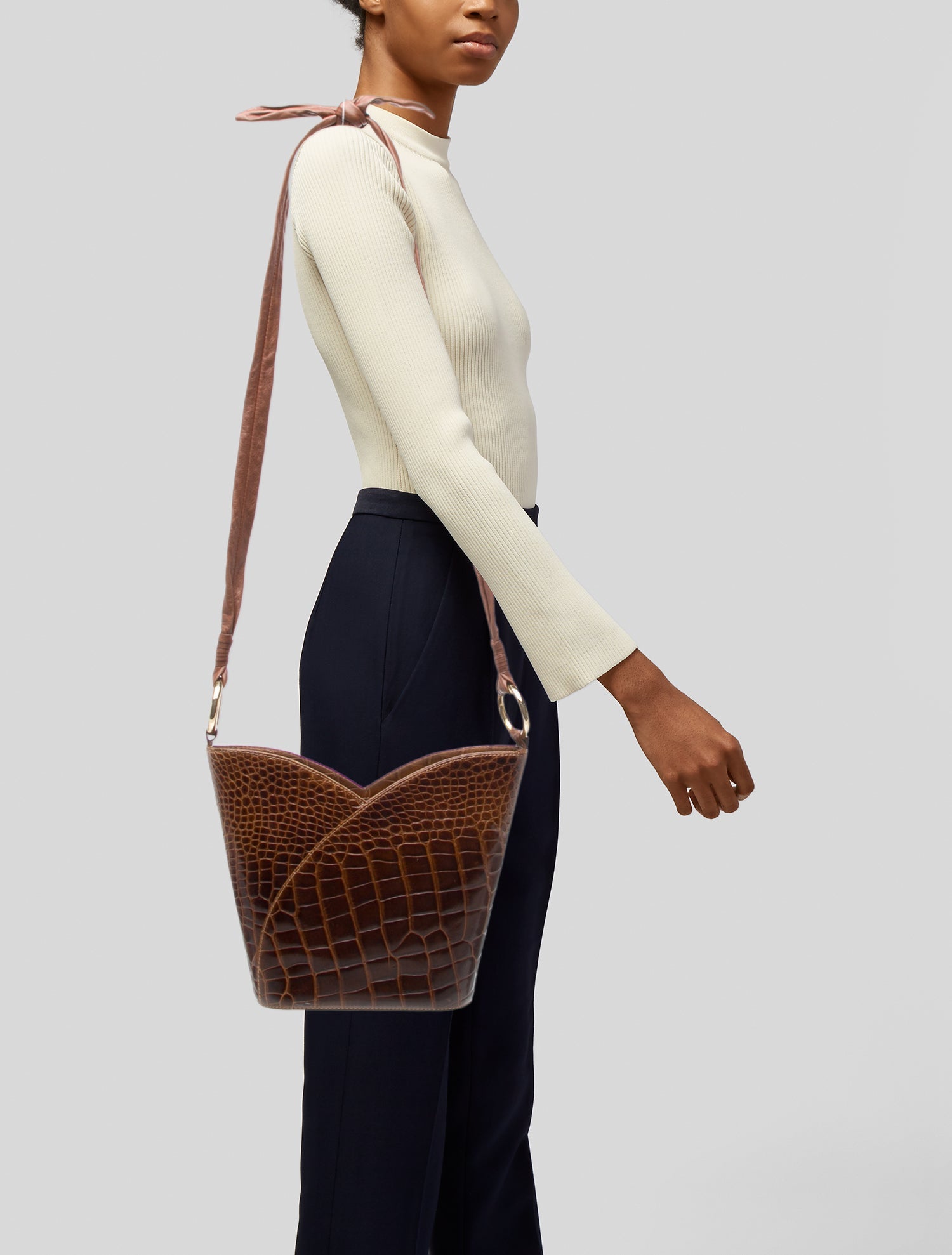 Mark Cross Alligator Bucket Bag