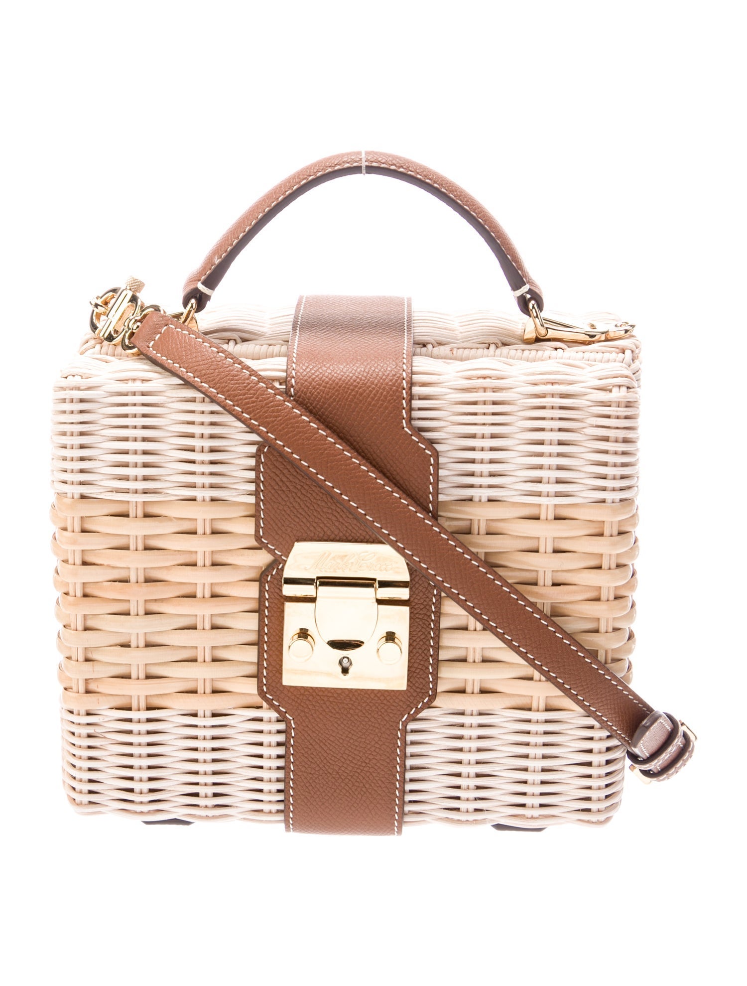 Mark Cross Rattan Top Handle Bag