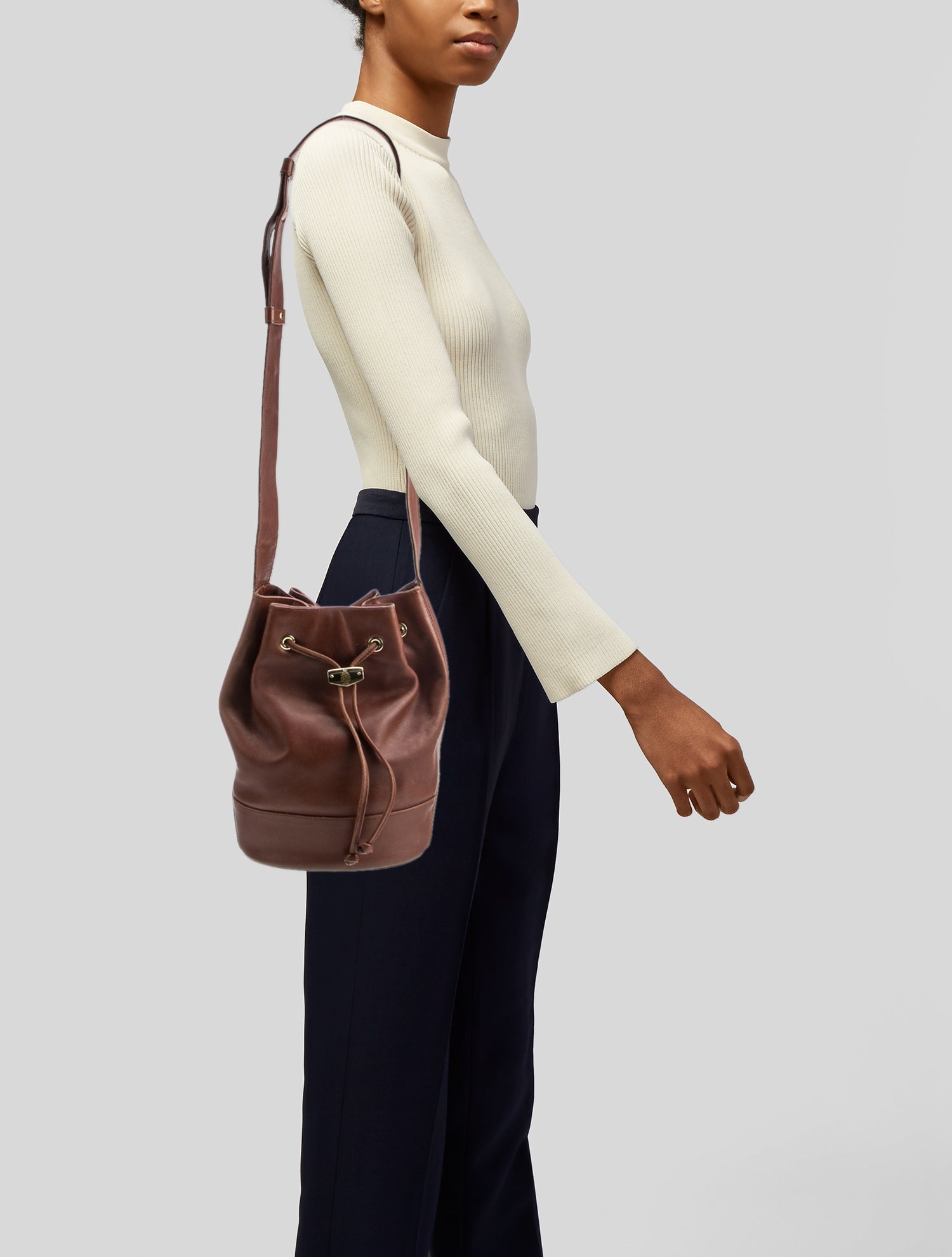 Mark Cross Leather Bucket Bag