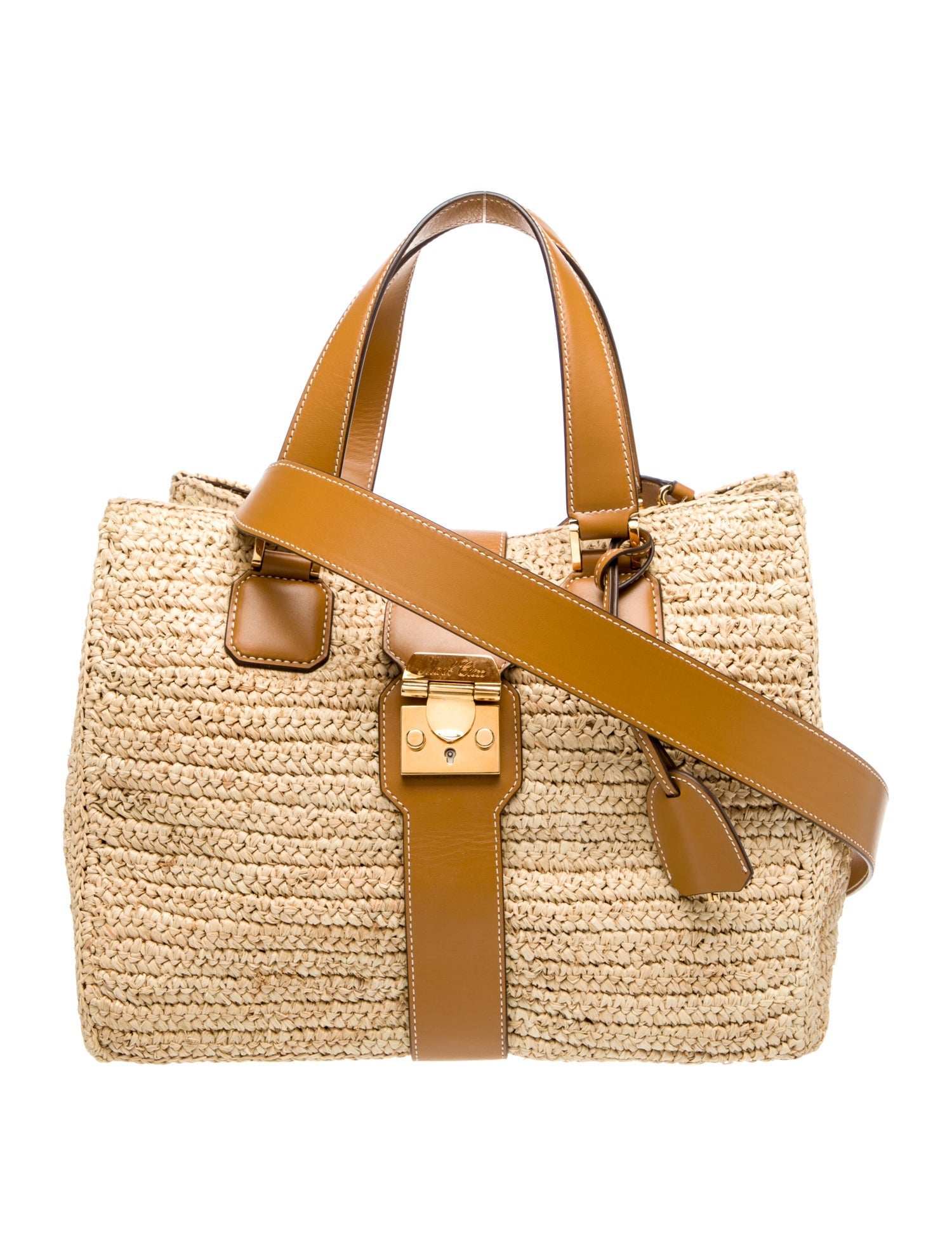 Mark Cross Raffia Top Handle Bag