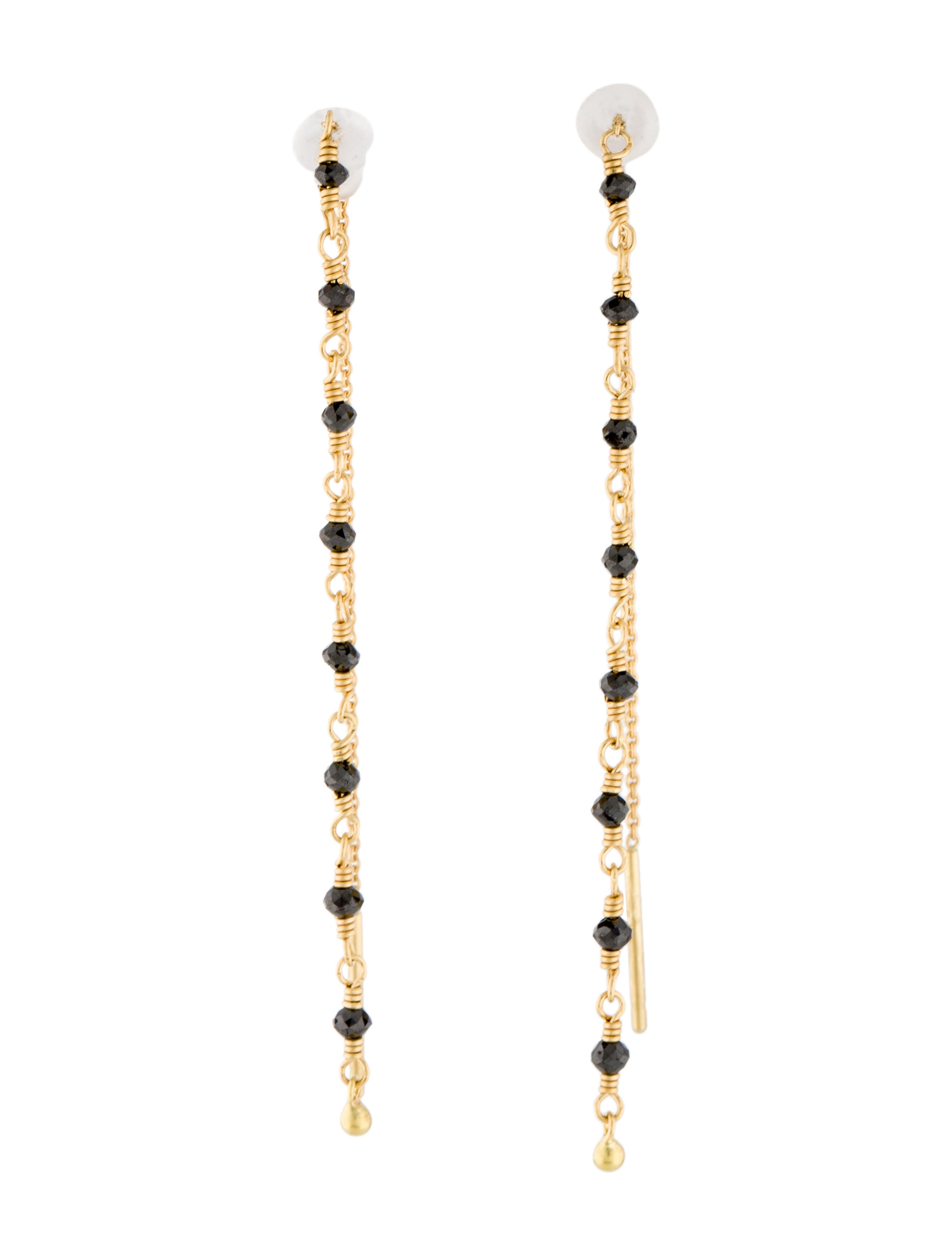 Me&Ro 18K Black Diamond Threader Earrings Earrings MRO22288 The