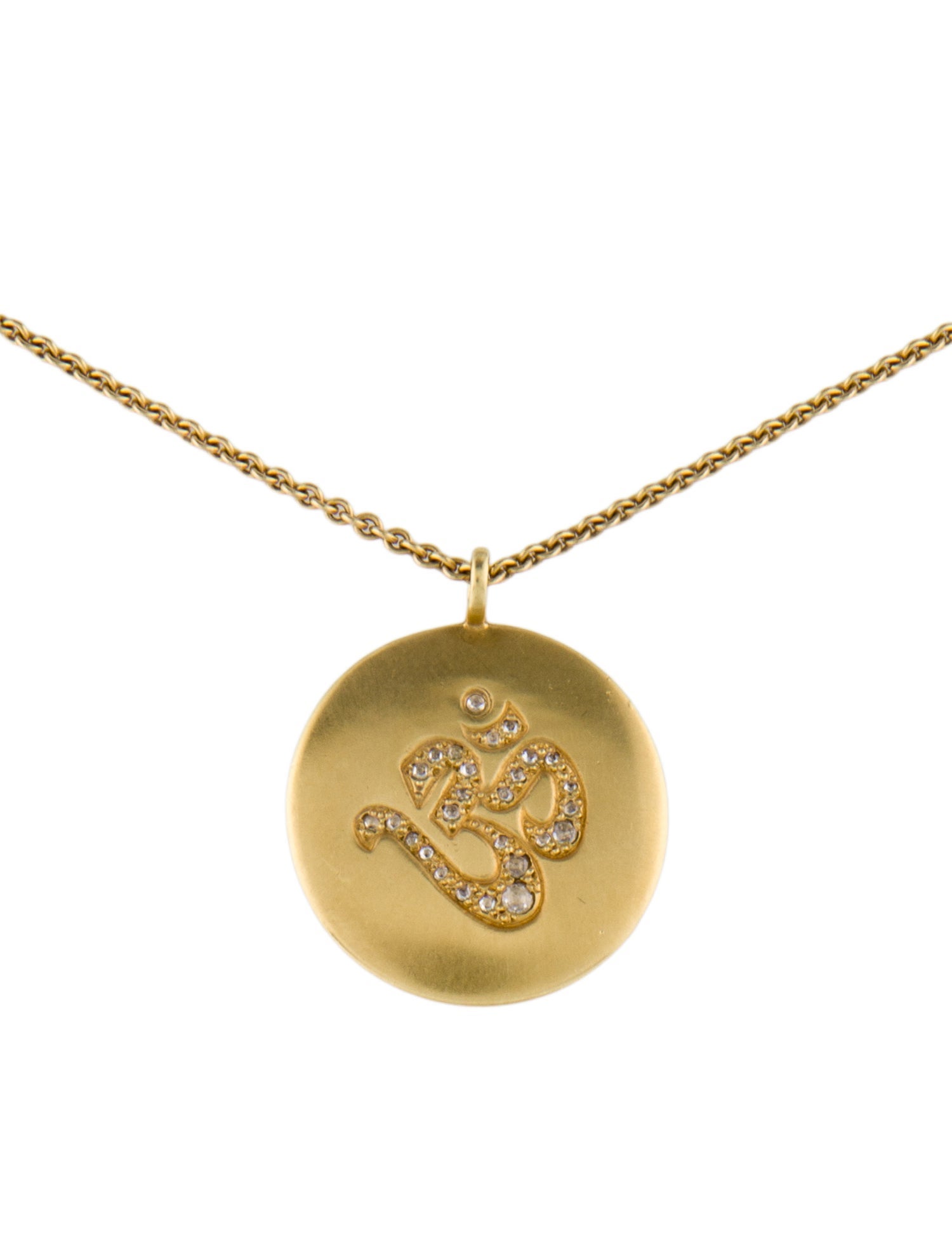 Me&Ro 18K Diamond Om Pendant Necklace