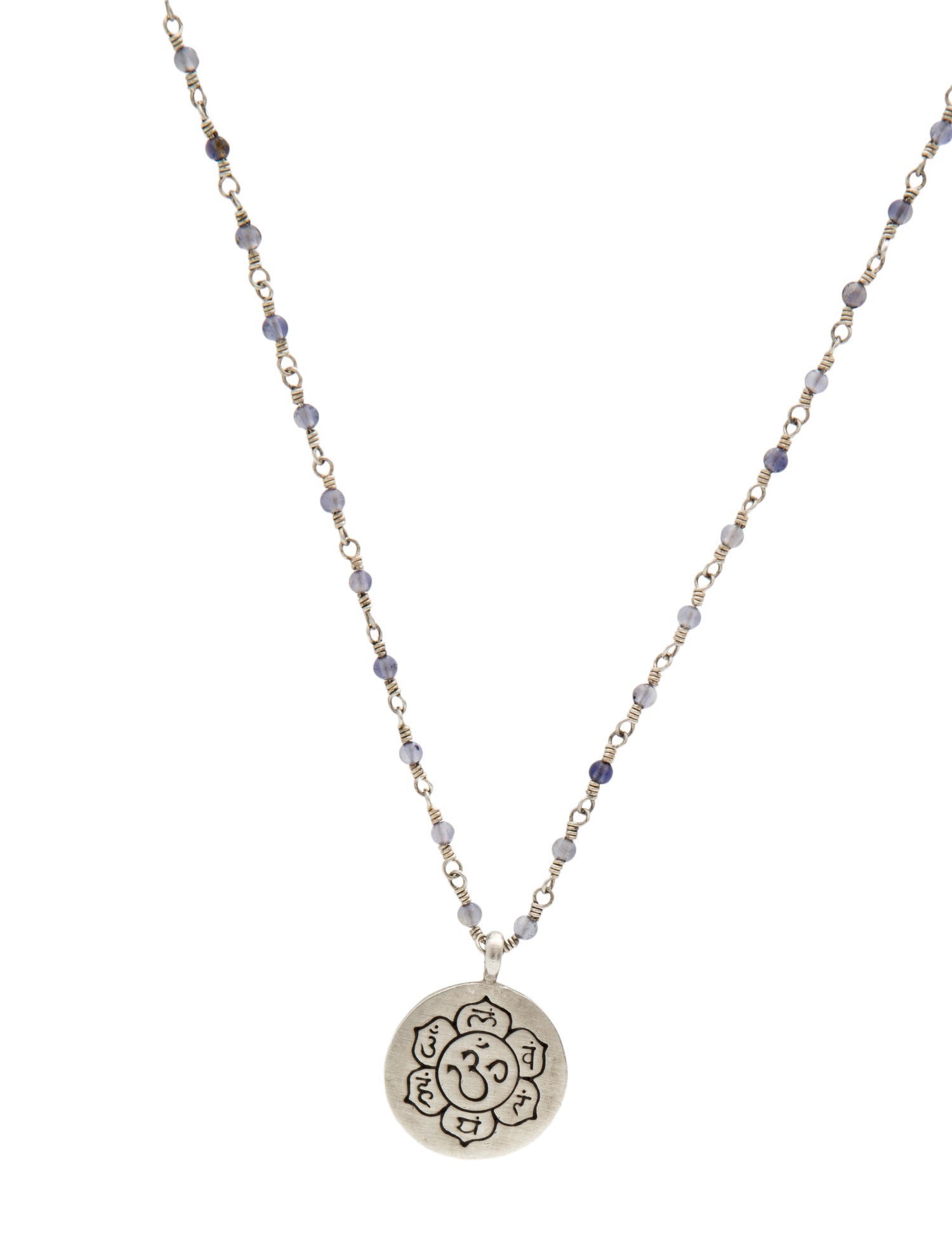 Me&Ro Iolite Small Chakra Flower Pendant Necklace