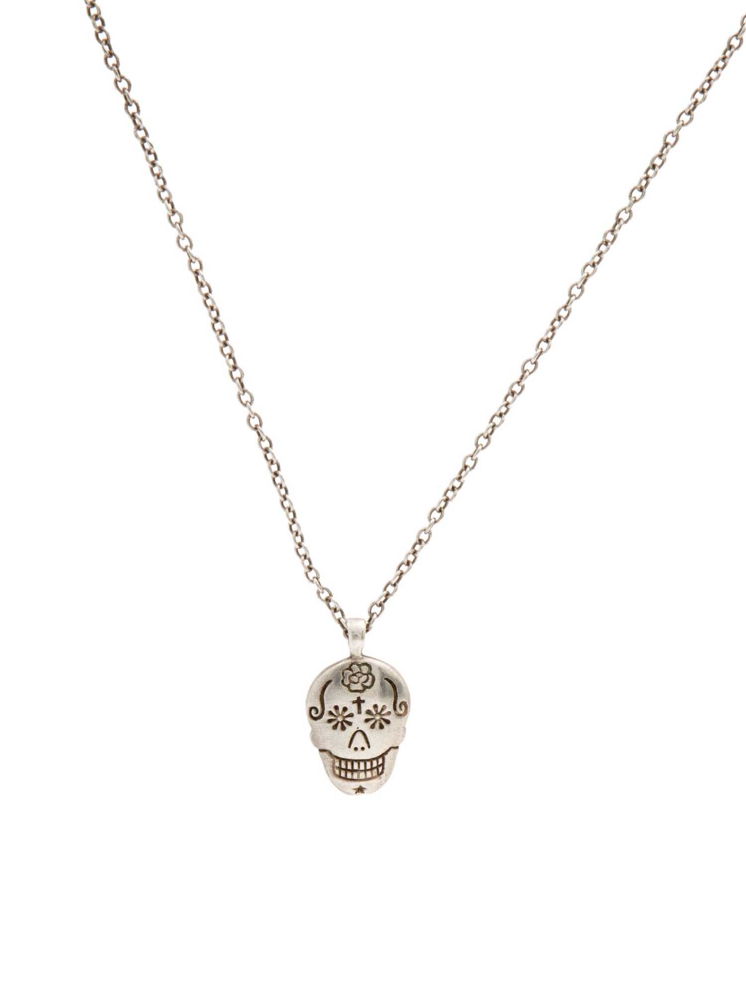 Me&Ro Paisley Skull Pendant Necklace