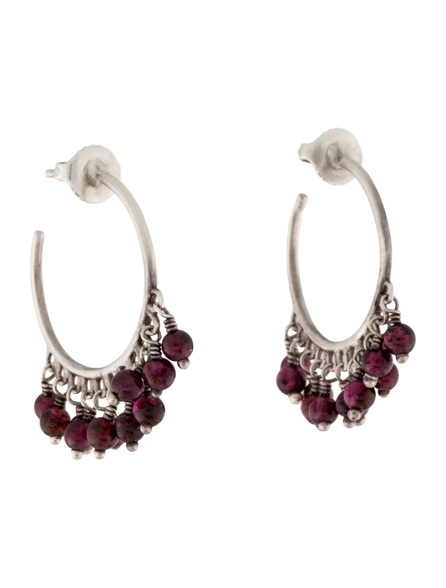 Me&Ro Garnet Small Beaded Hoop Earrings