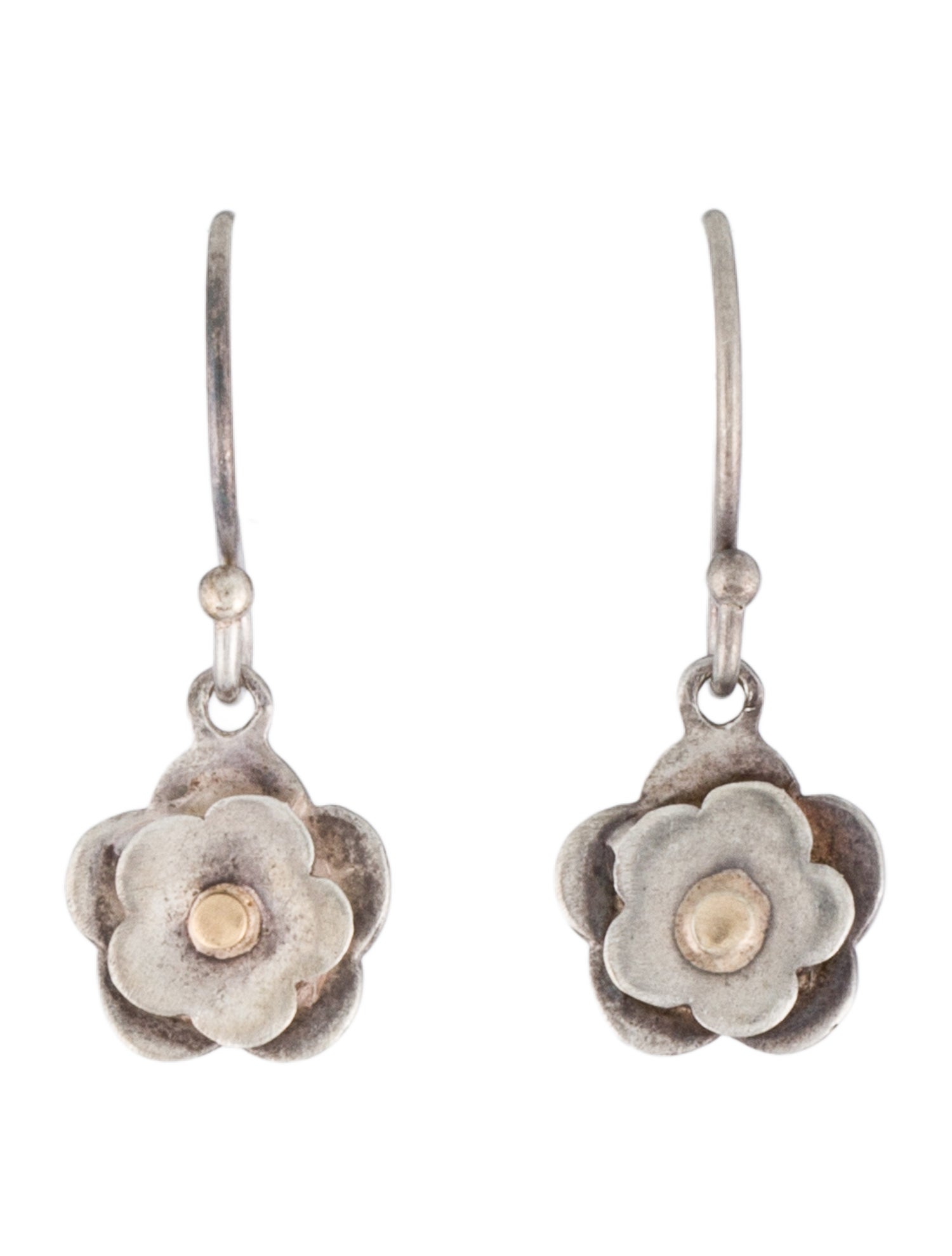 Me&Ro Small Double Flower Drop Earrings